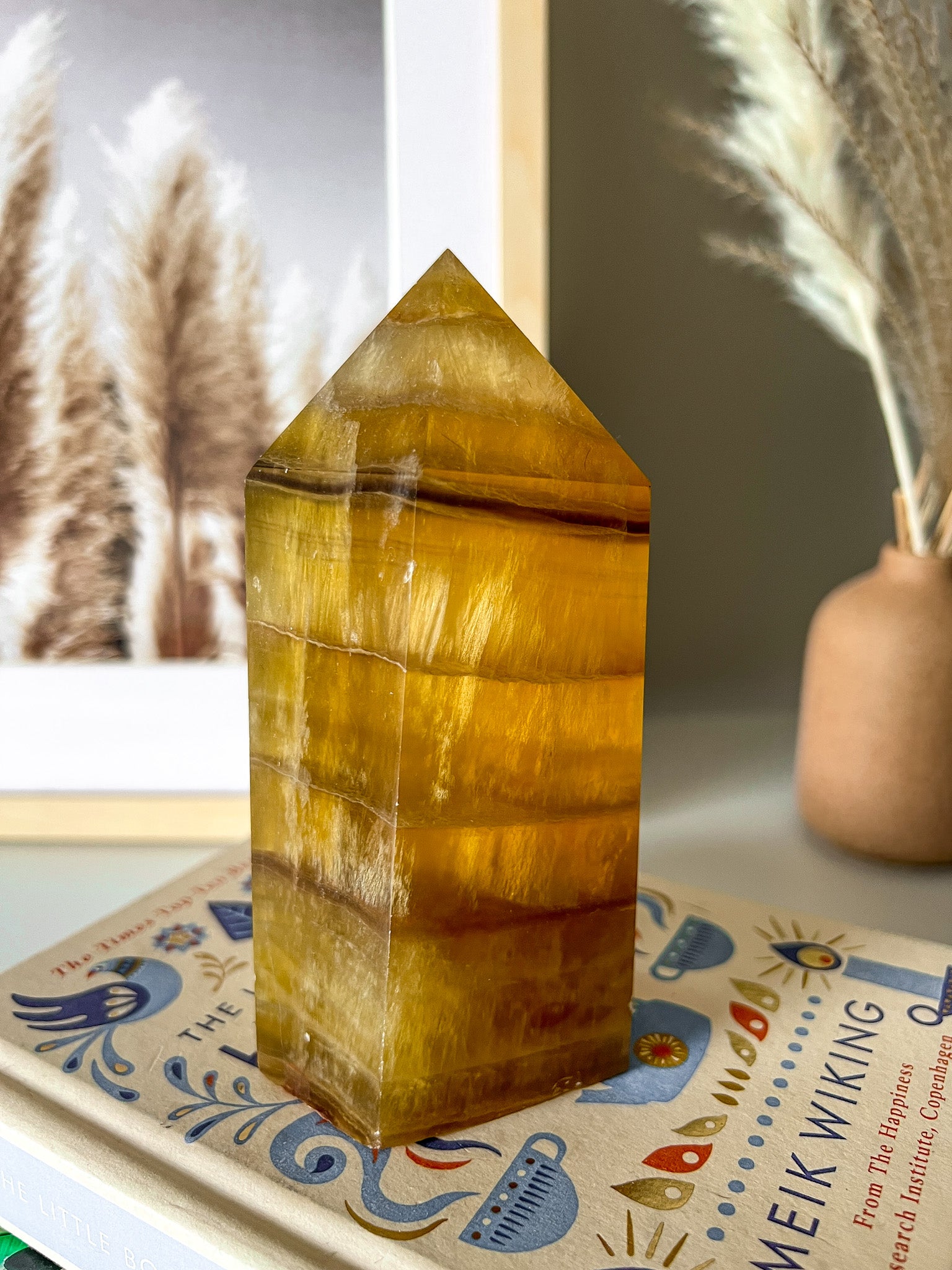 Yellow Banded Fluorite Tower - Crystal Love Treasures