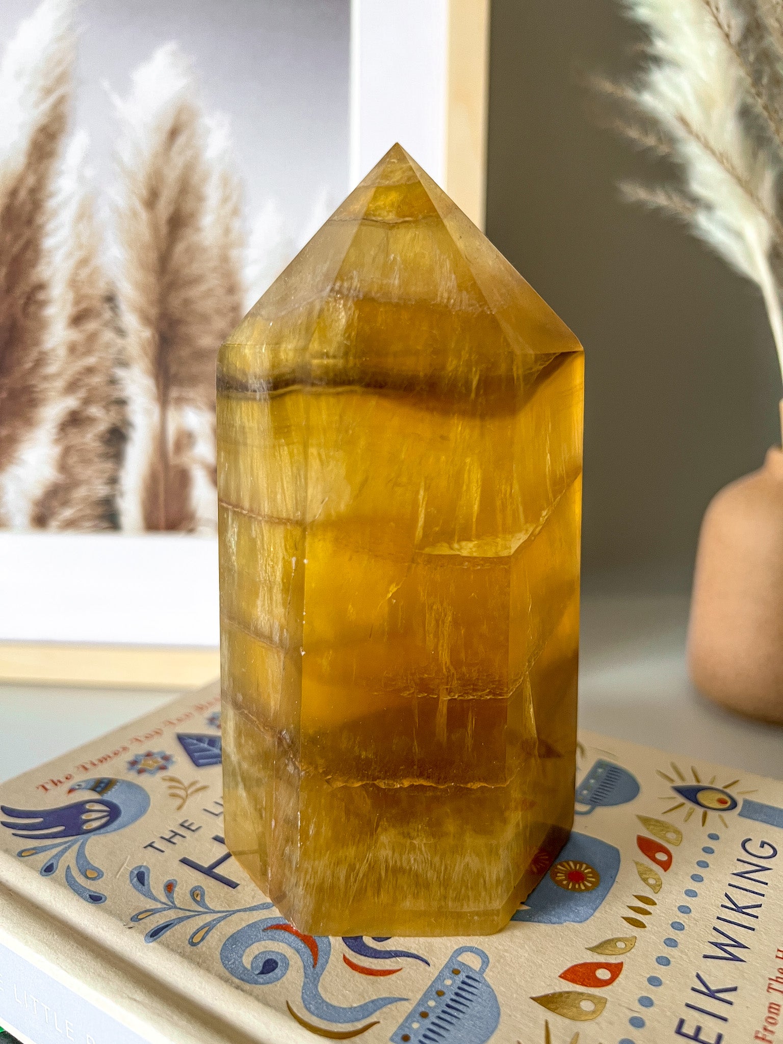 Yellow Banded Fluorite Tower - Crystal Love Treasures