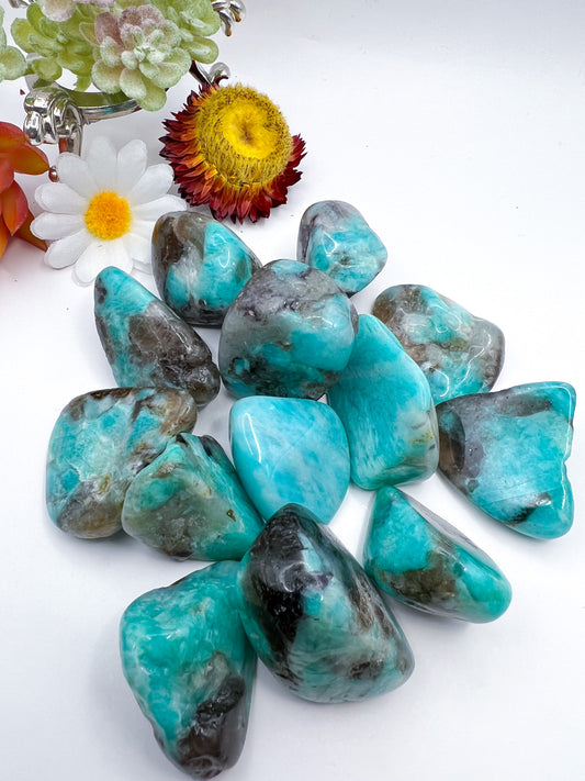 Amazonite and Smoky Quartz Tumbles - Crystal Love Treasures