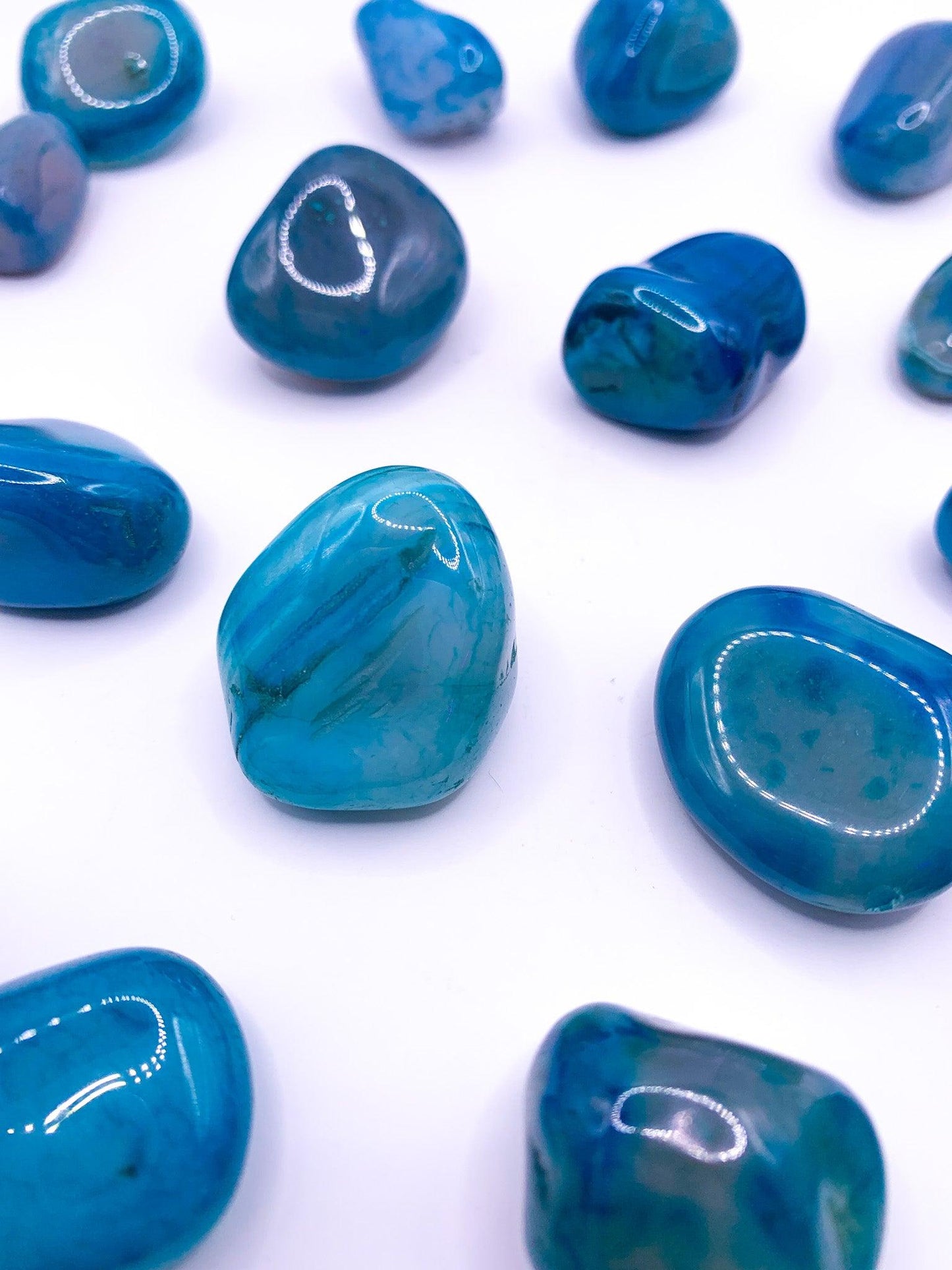 Teal Banded Agate Tumbles - Crystal Love Treasures