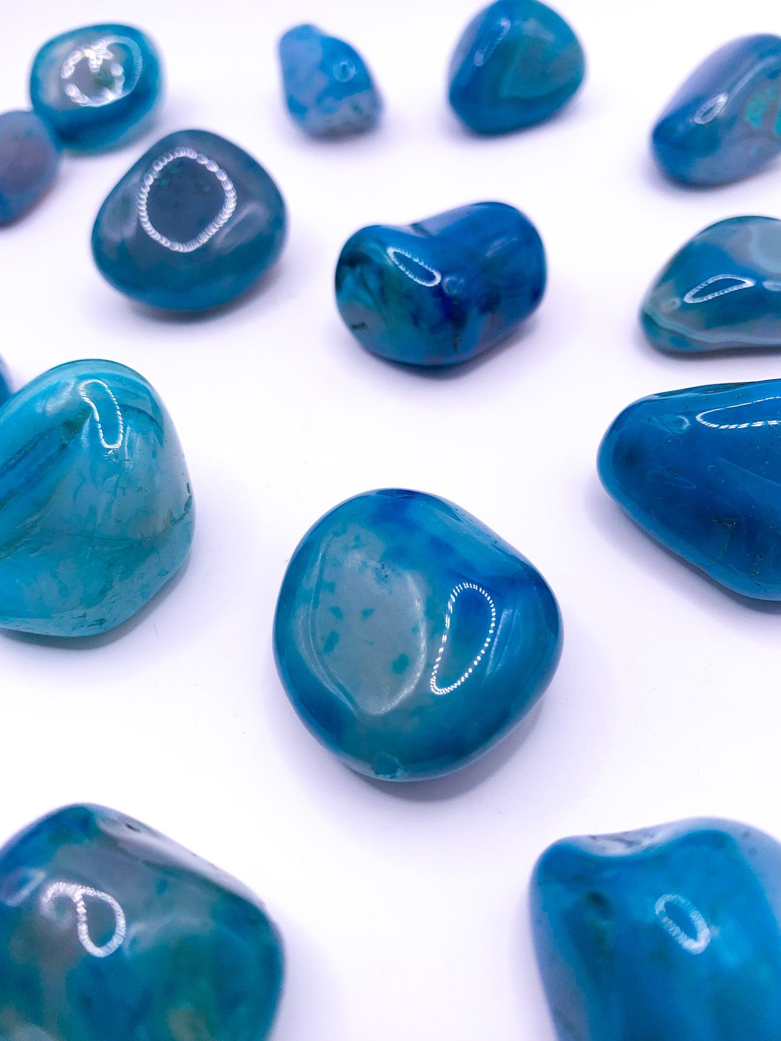 Teal Banded Agate Tumbles - Crystal Love Treasures