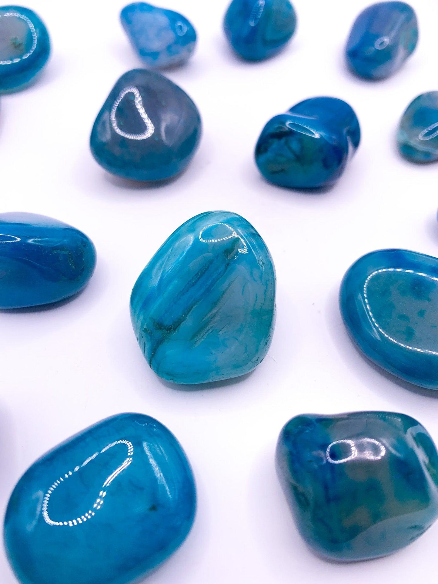 Teal Banded Agate Tumbles - Crystal Love Treasures