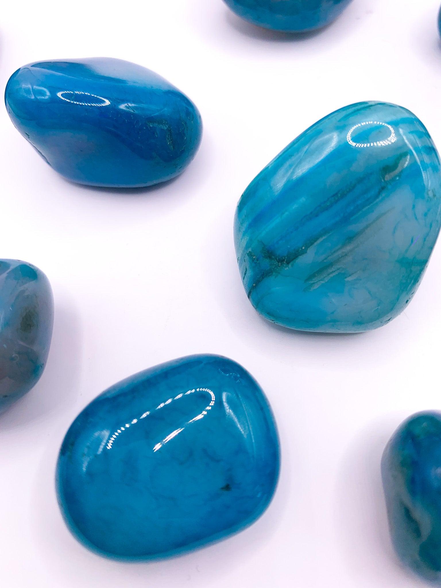 Teal Banded Agate Tumbles - Crystal Love Treasures