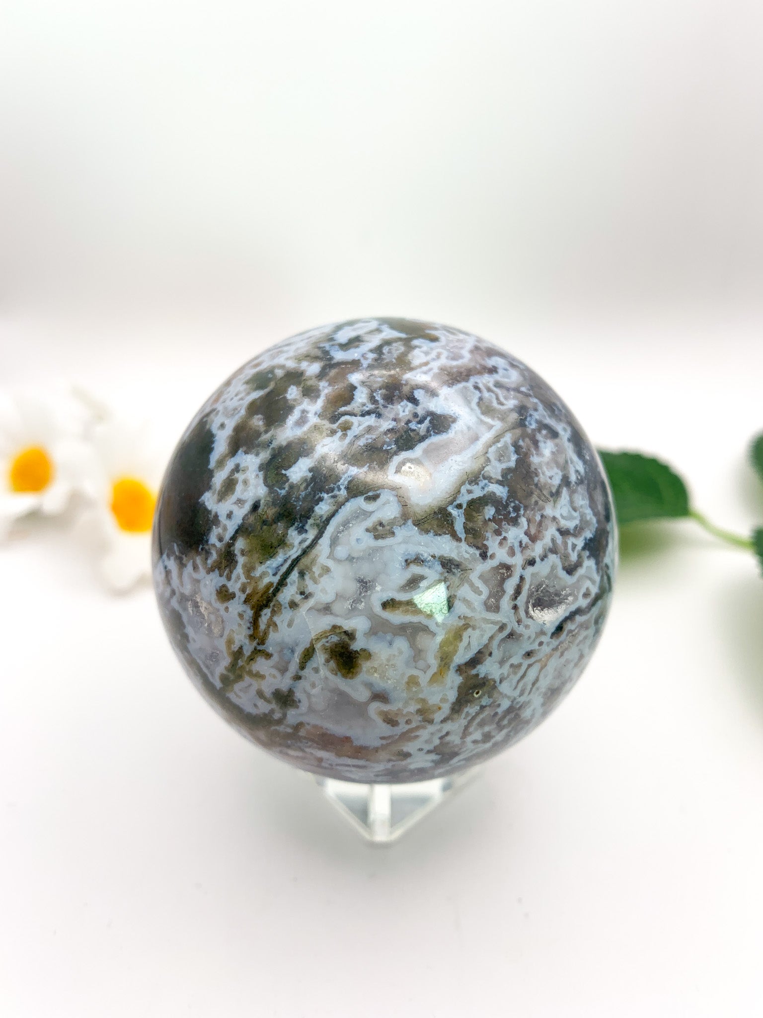 Moss Agate Sphere - Crystal Love Treasures