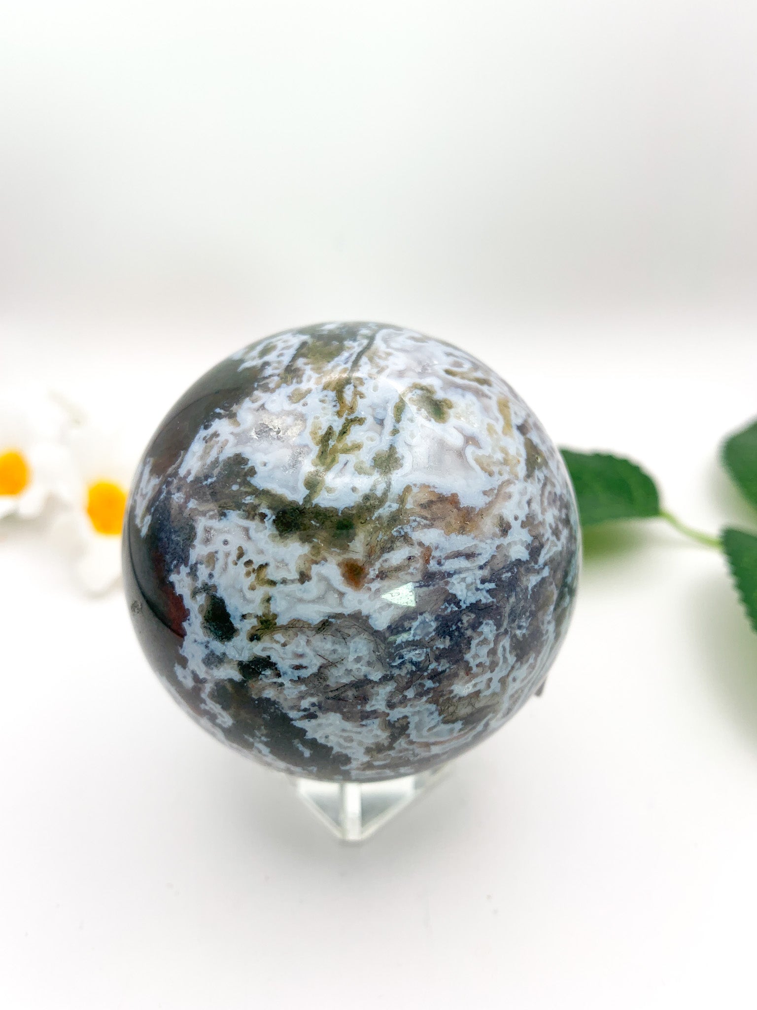 Moss Agate Sphere - Crystal Love Treasures