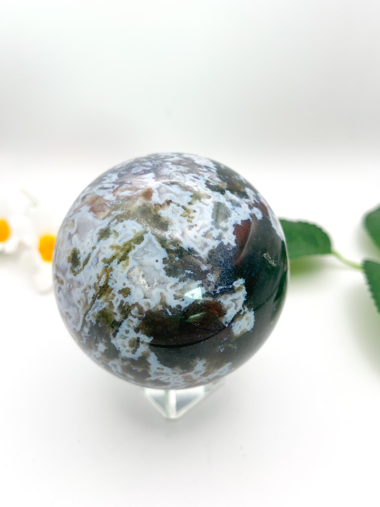 Moss Agate Sphere - Crystal Love Treasures