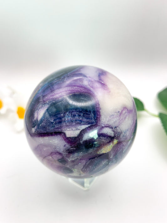 Silky Fluorite Sphere (Opalized) - Crystal Love Treasures