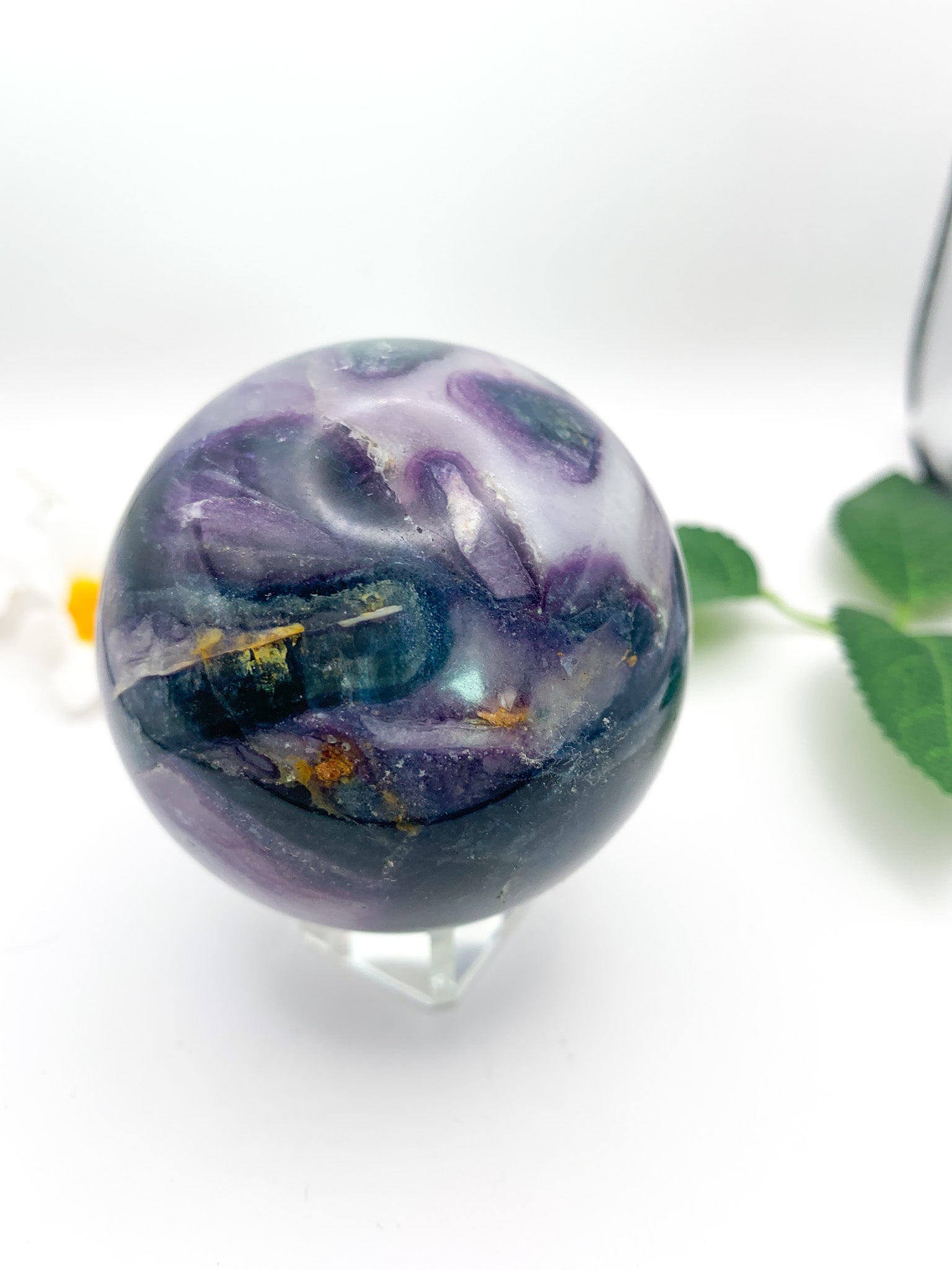 Silky Fluorite Sphere (Opalized) - Crystal Love Treasures