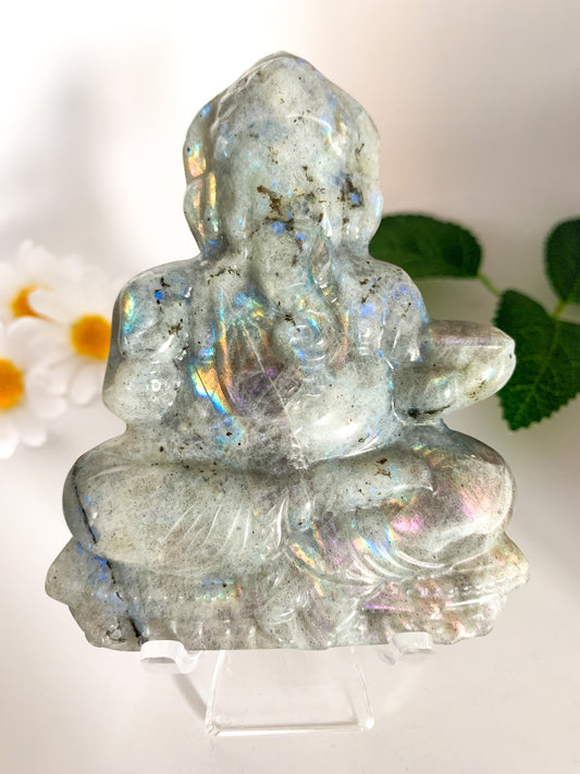 Labradorite Ganesha Carving (Hand-carved) - Crystal Love Treasures