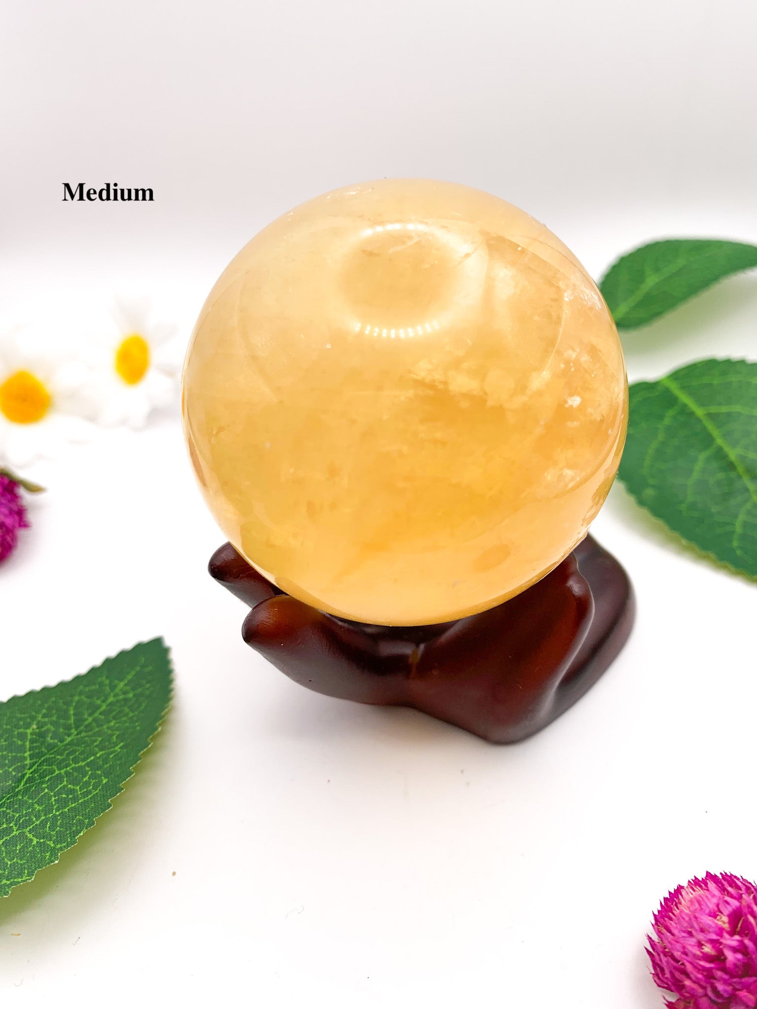 honey calcite sphere