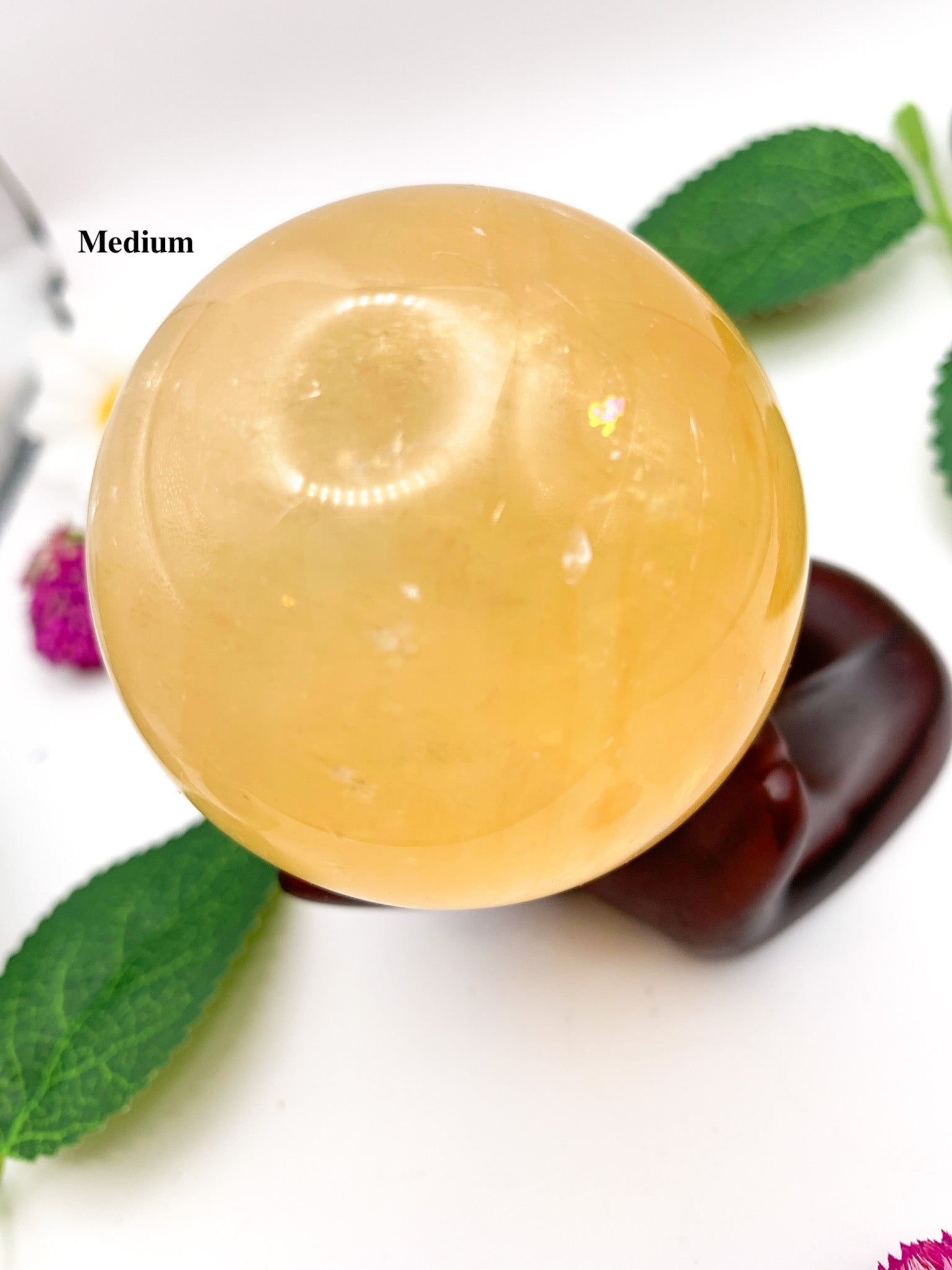 honey calcite sphere