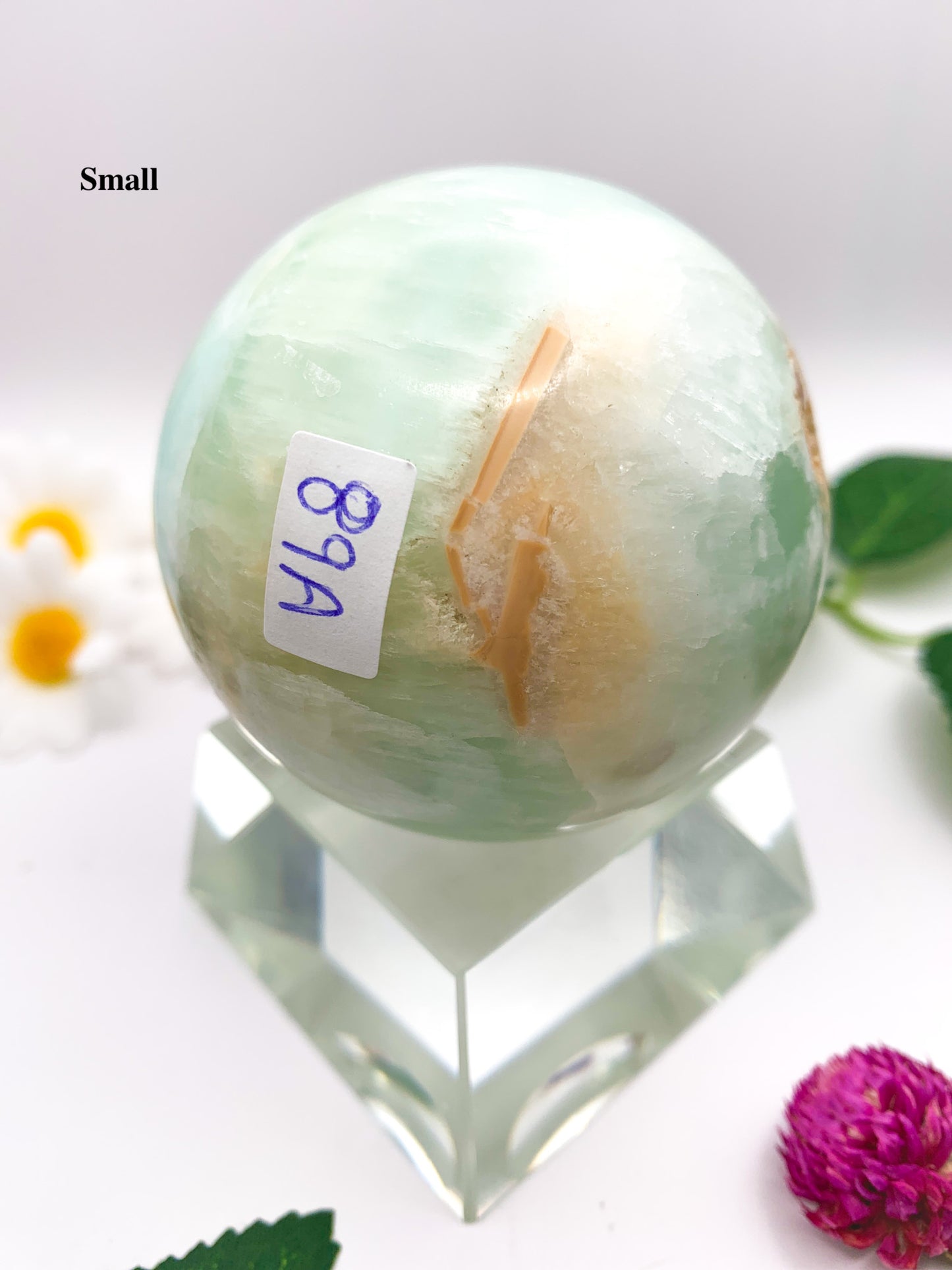 pistachio green calcite sphere