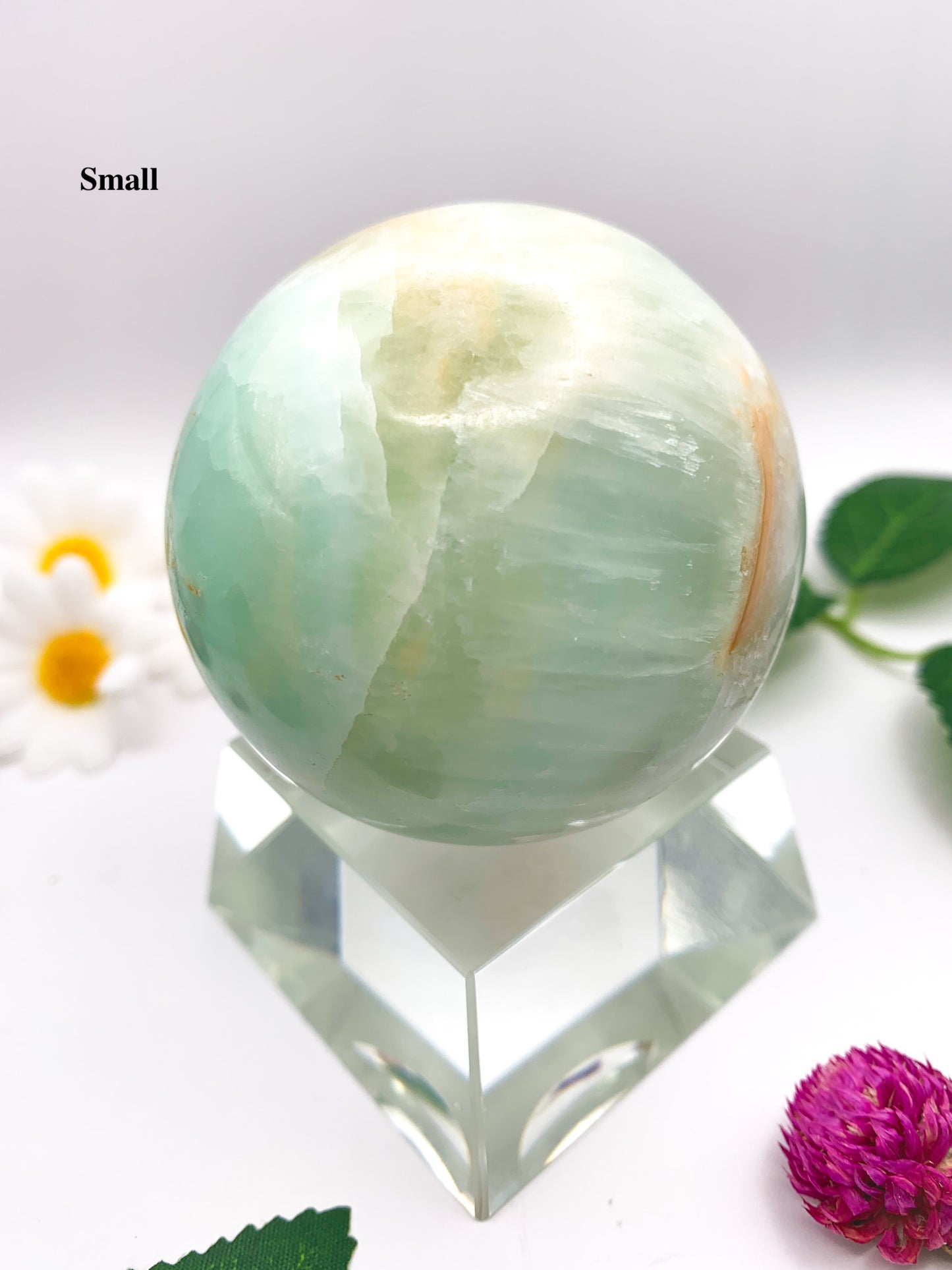 pistachio green calcite sphere