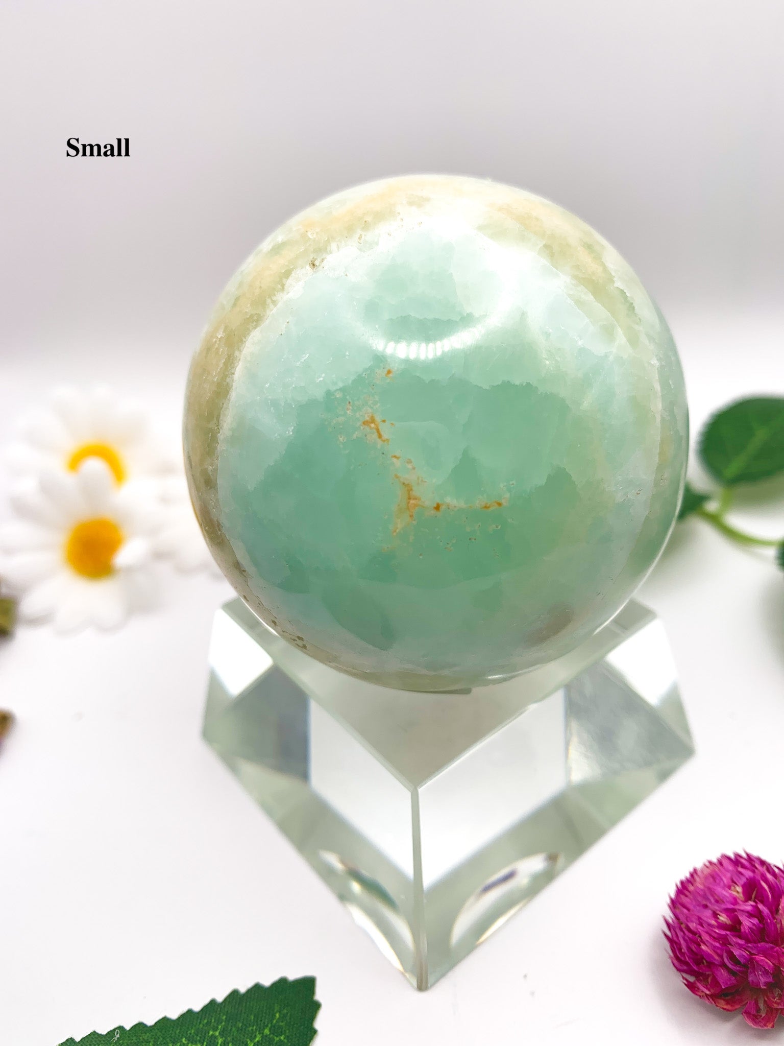 pistachio green calcite sphere