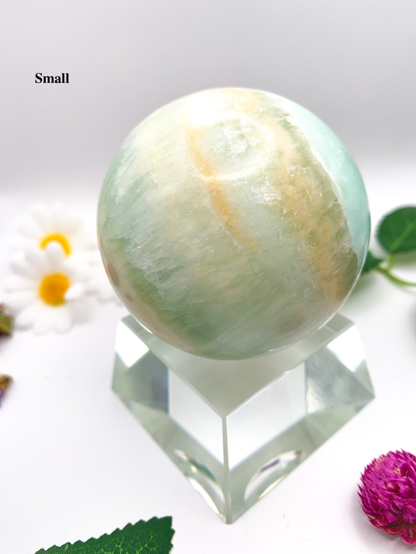 pistachio green calcite sphere