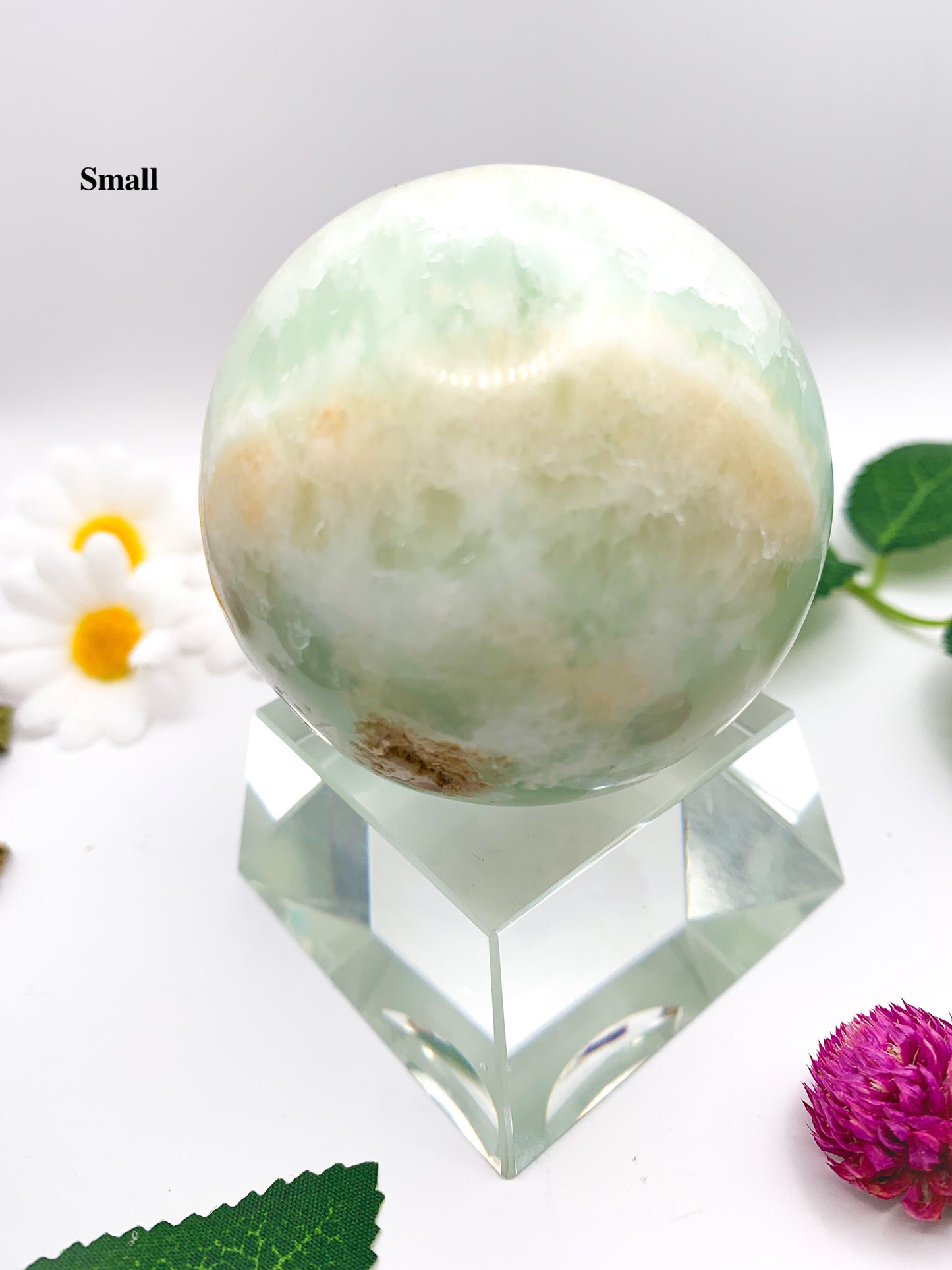 pistachio green calcite sphere