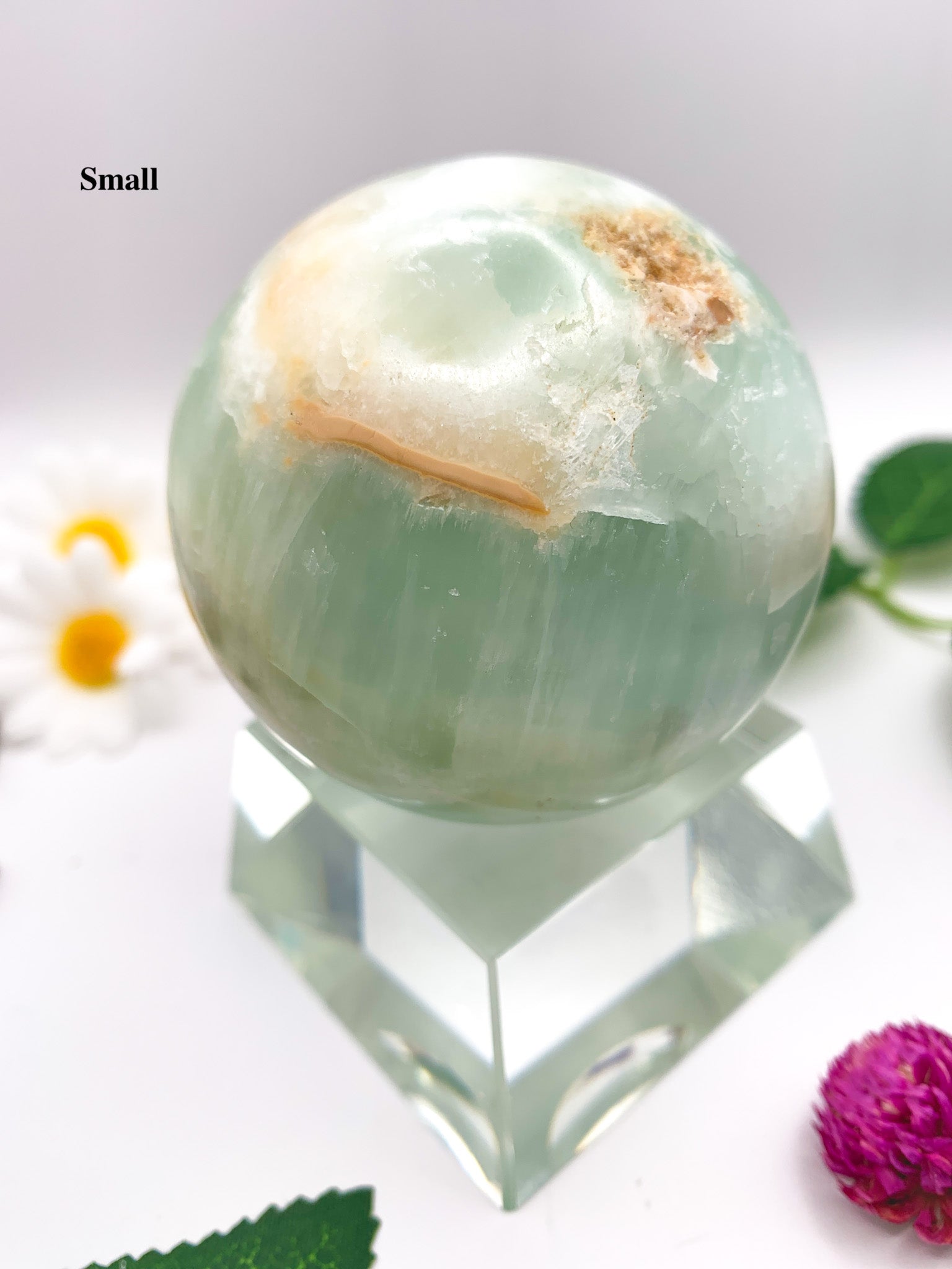 pistachio green calcite sphere