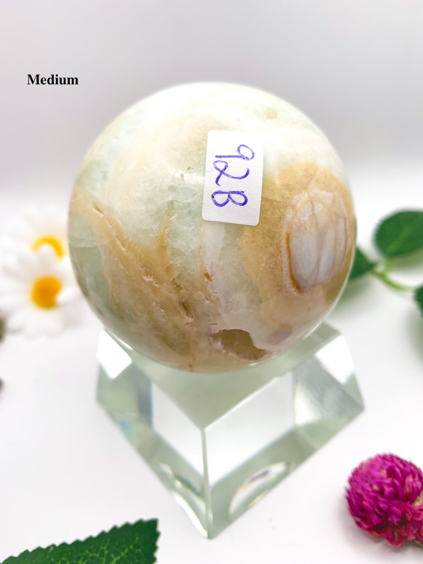 pistachio green calcite sphere