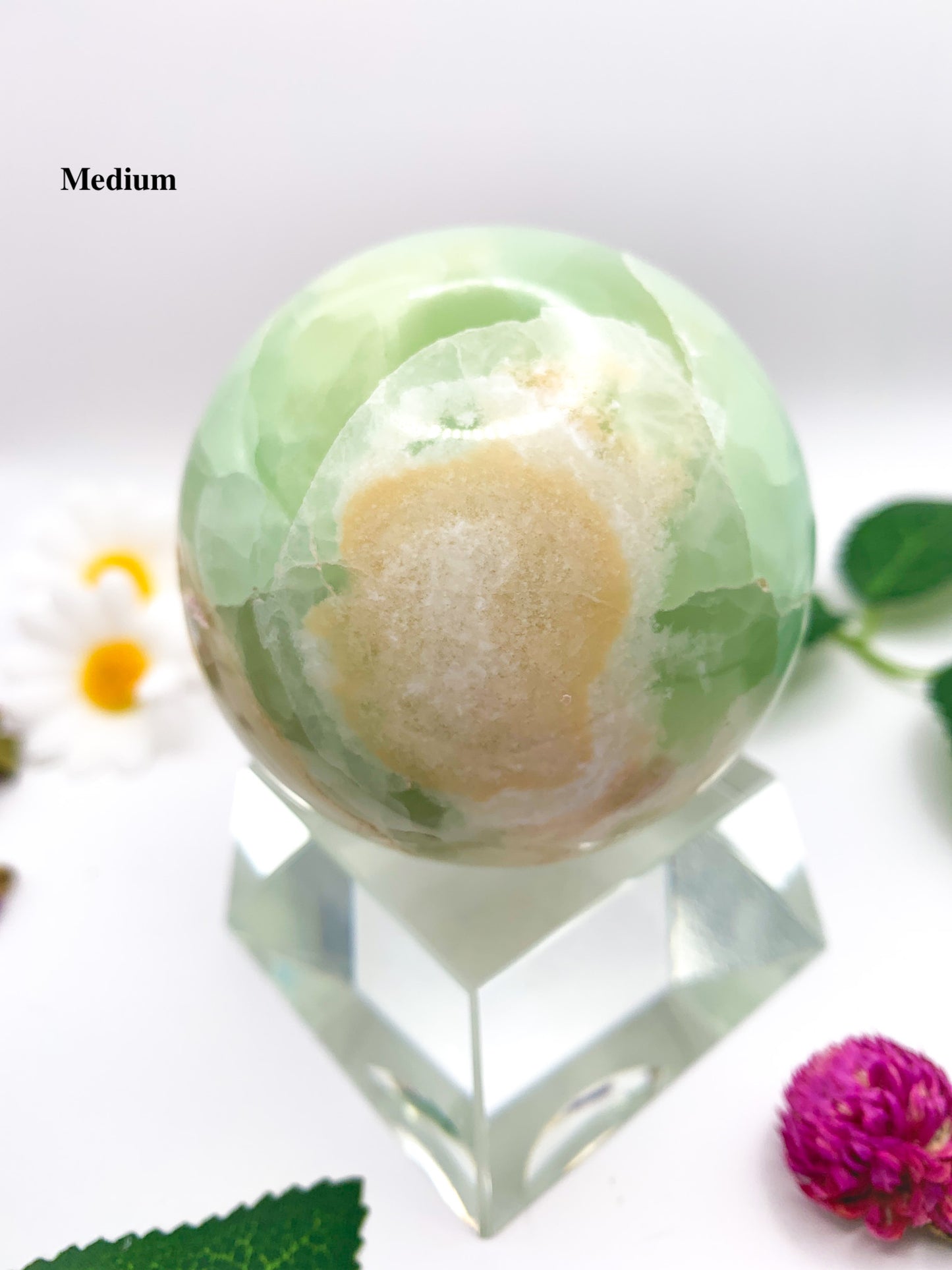 pistachio green calcite sphere