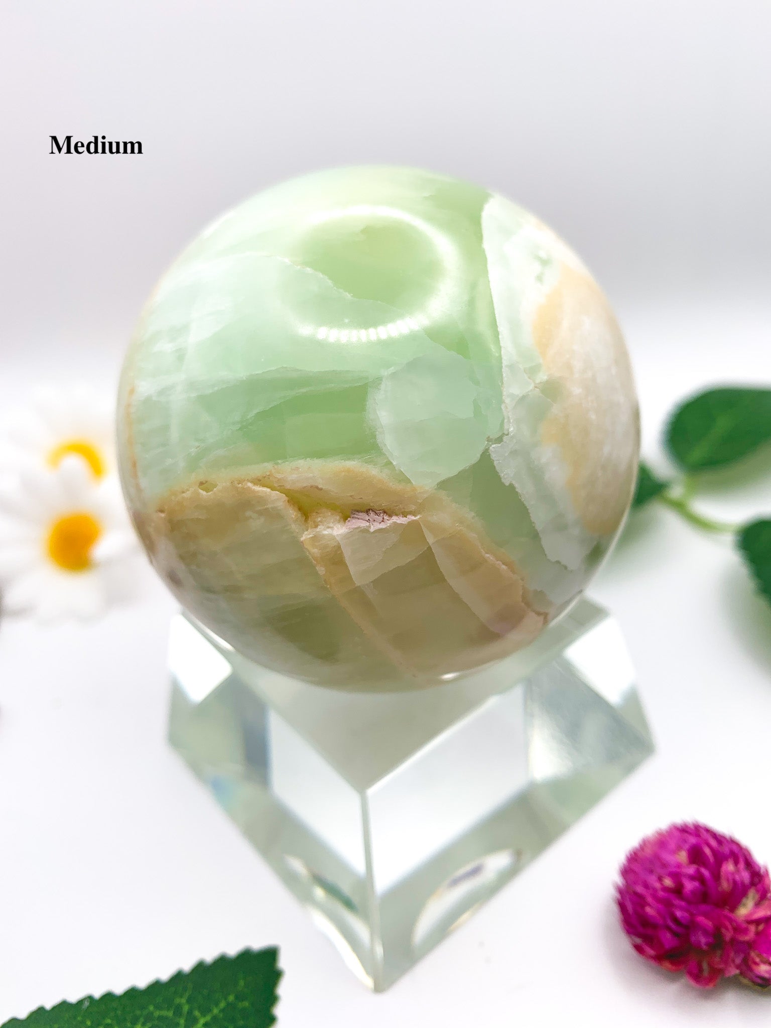 pistachio green calcite sphere