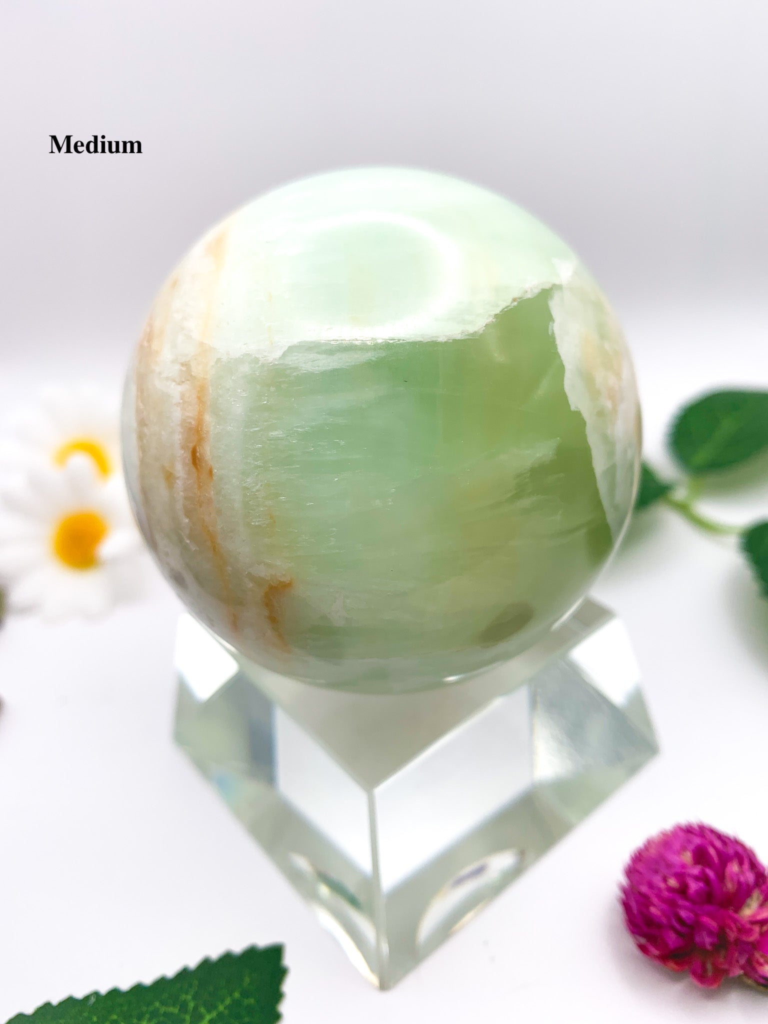 pistachio green calcite sphere