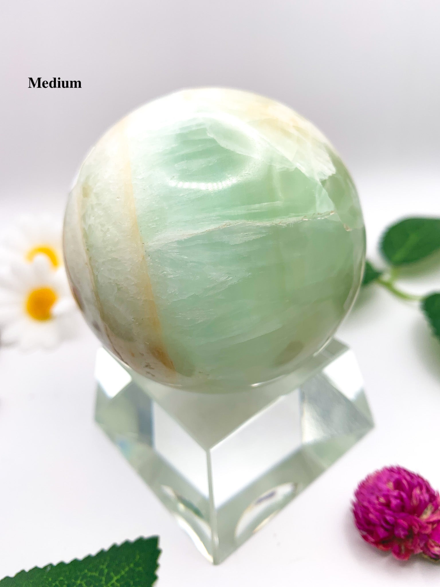 pistachio green calcite sphere