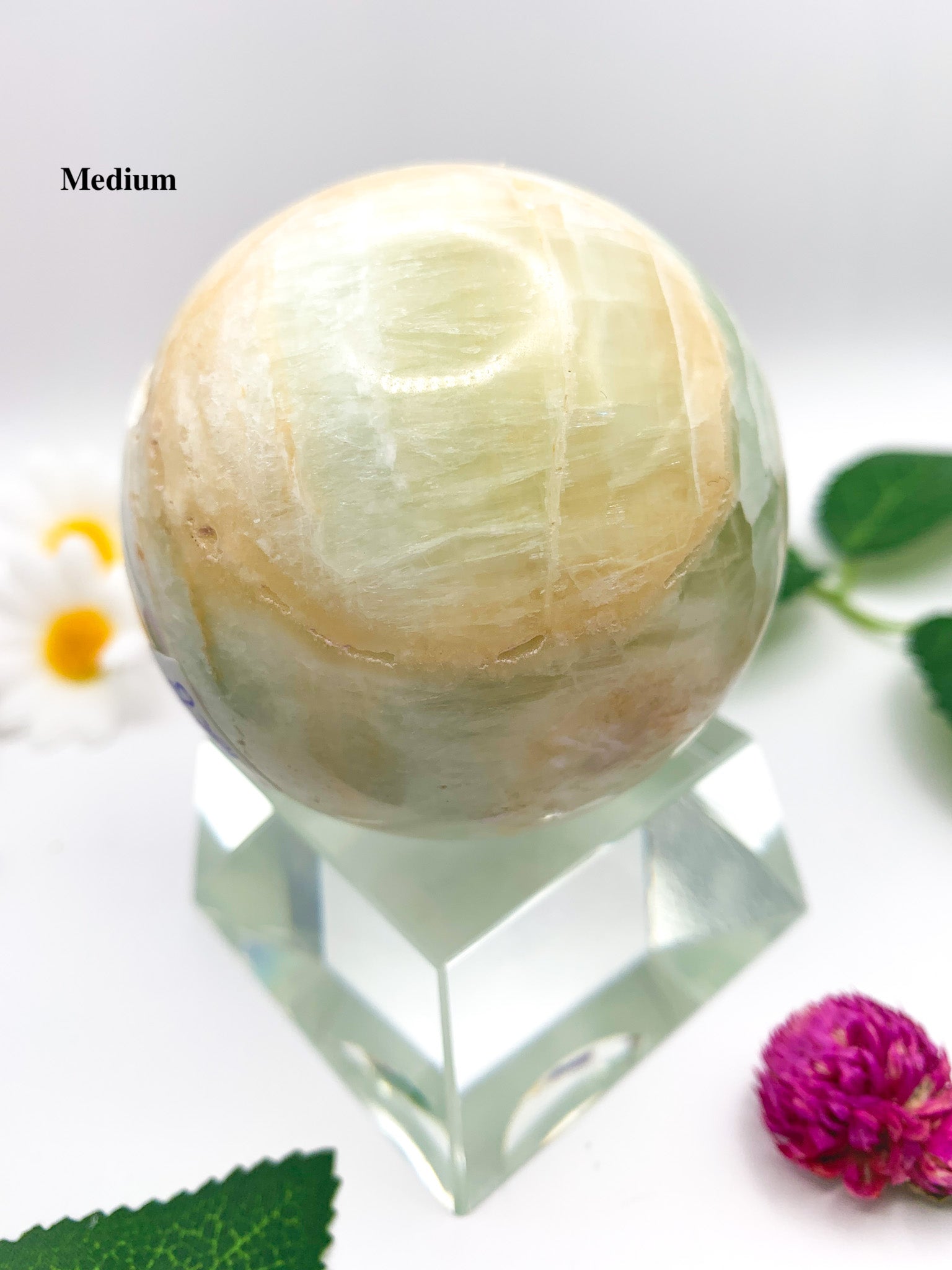 pistachio green calcite sphere