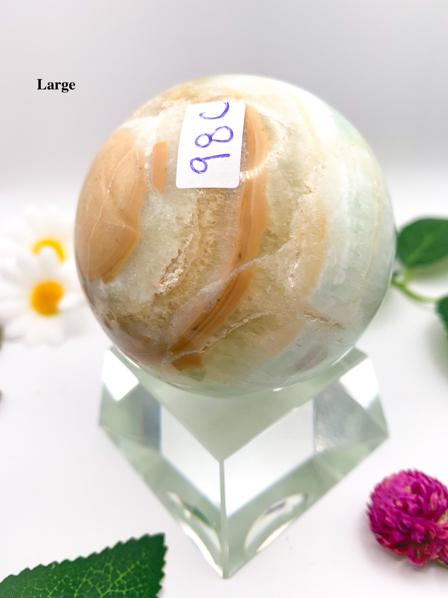 pistachio green calcite sphere