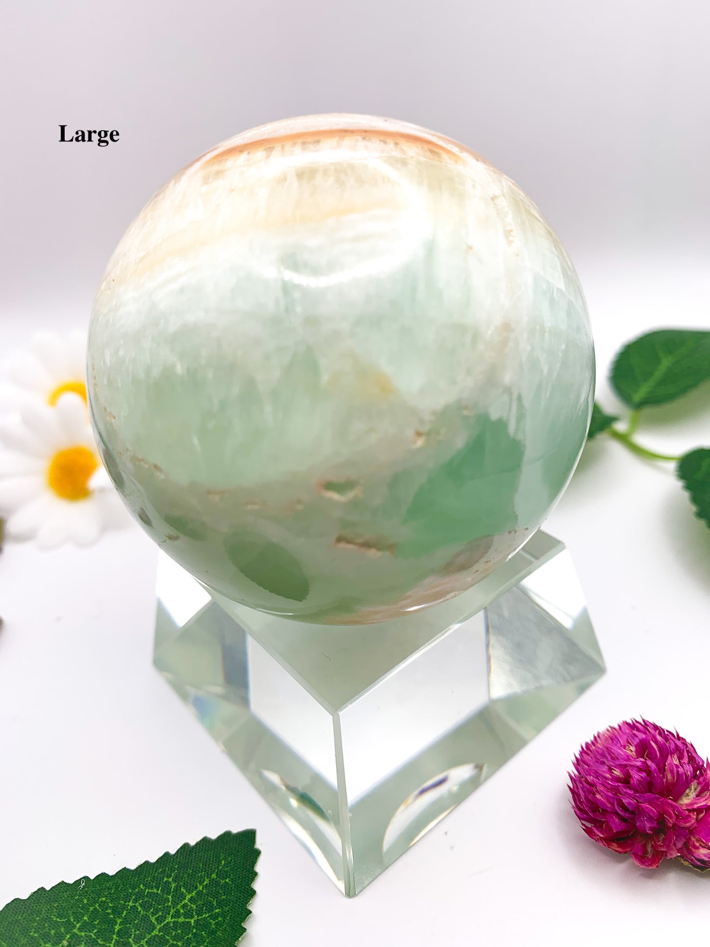 pistachio green calcite sphere