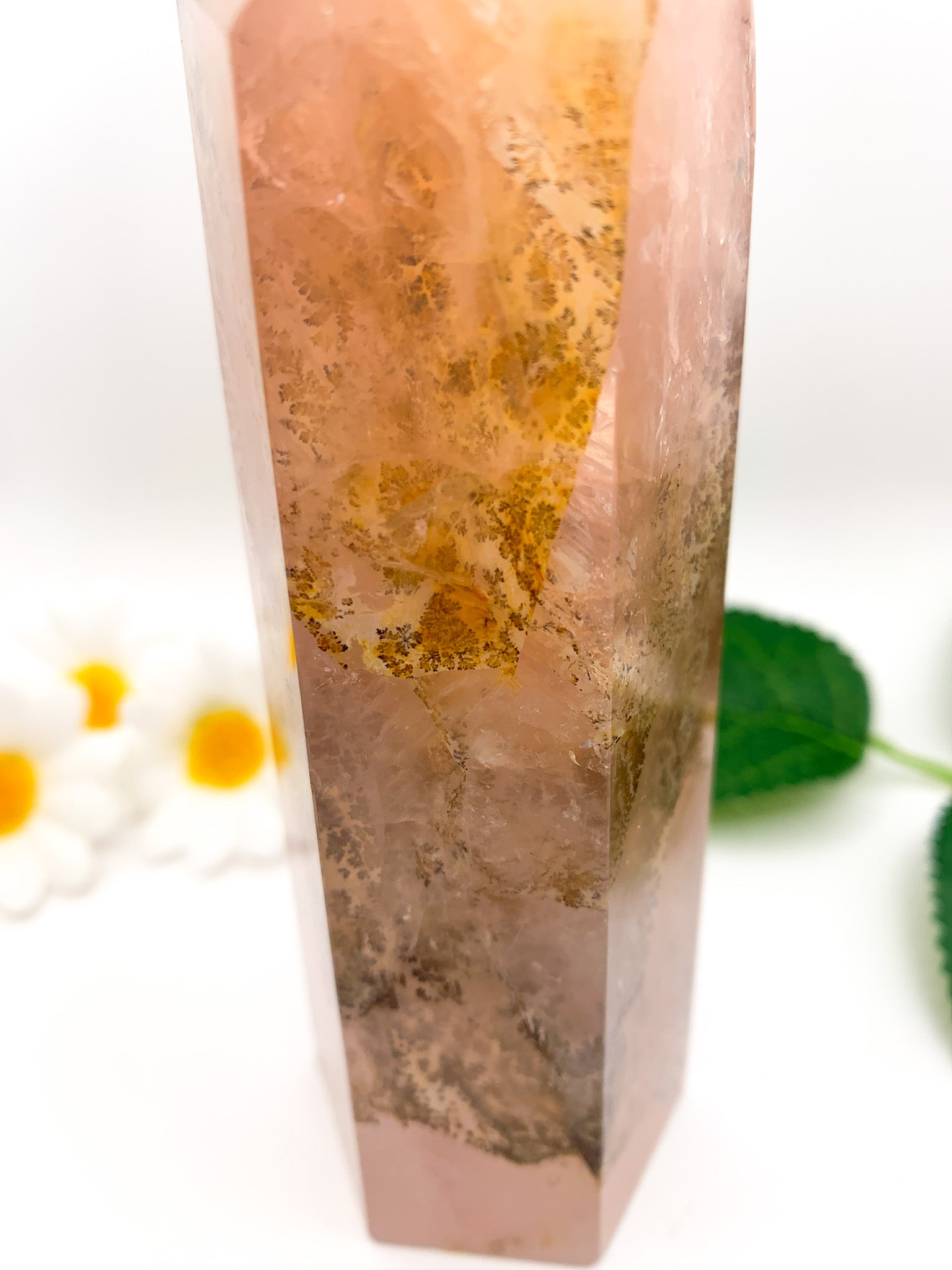 Dendritic Rose Quartz Tower (Collector's Piece) - Crystal Love Treasures