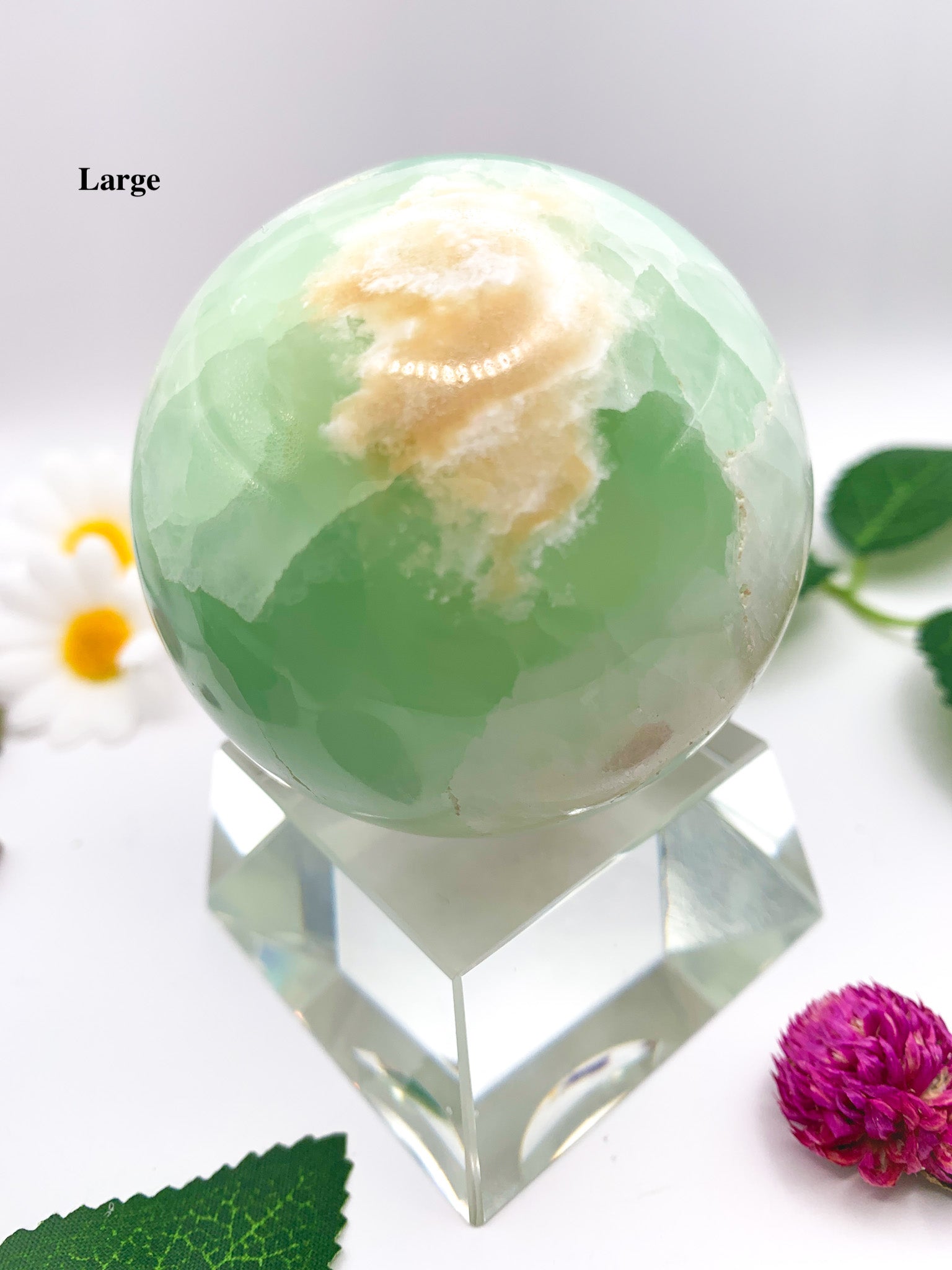 pistachio green calcite sphere