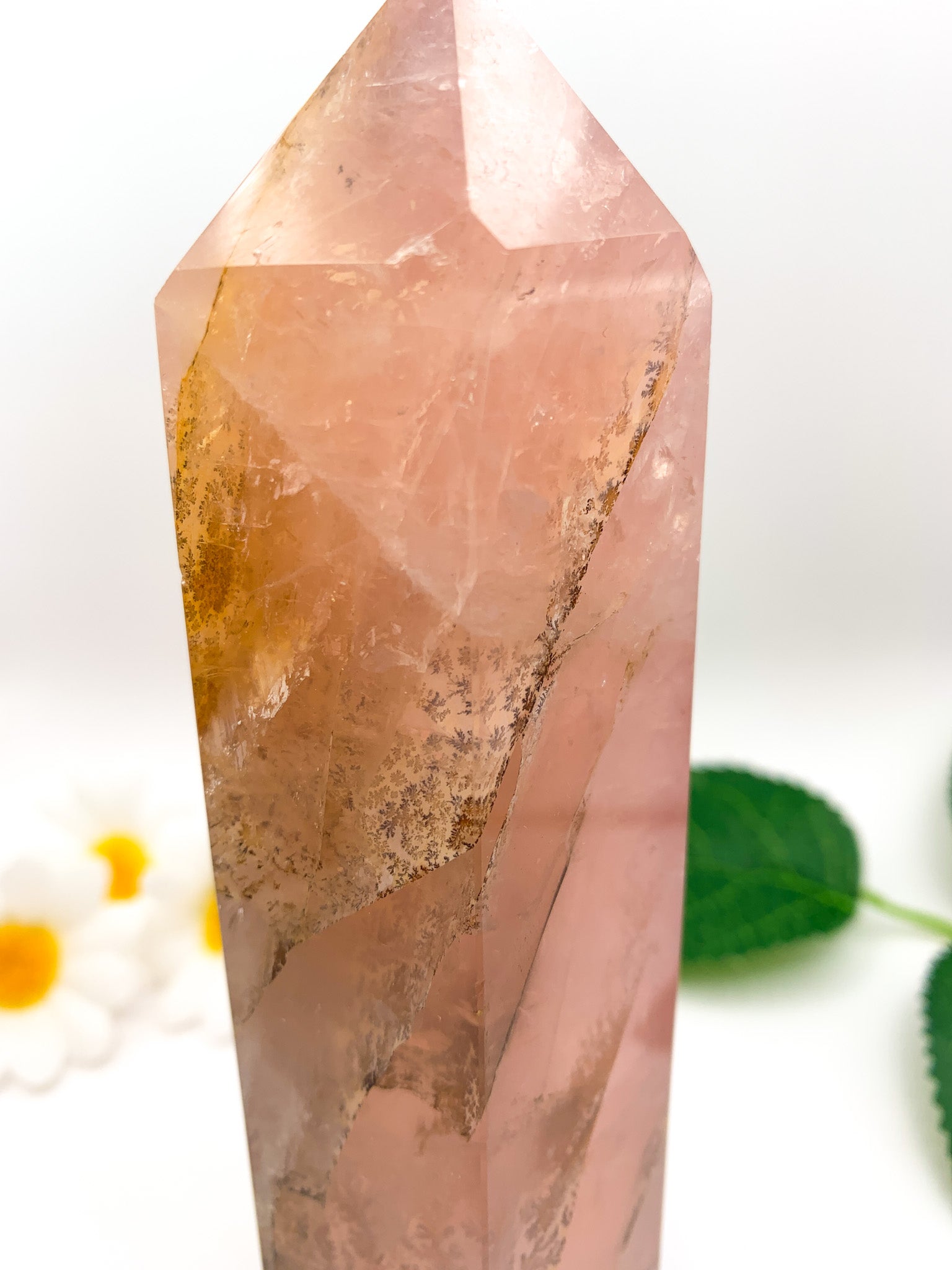 Dendritic Rose Quartz Tower (Collector's Piece) - Crystal Love Treasures