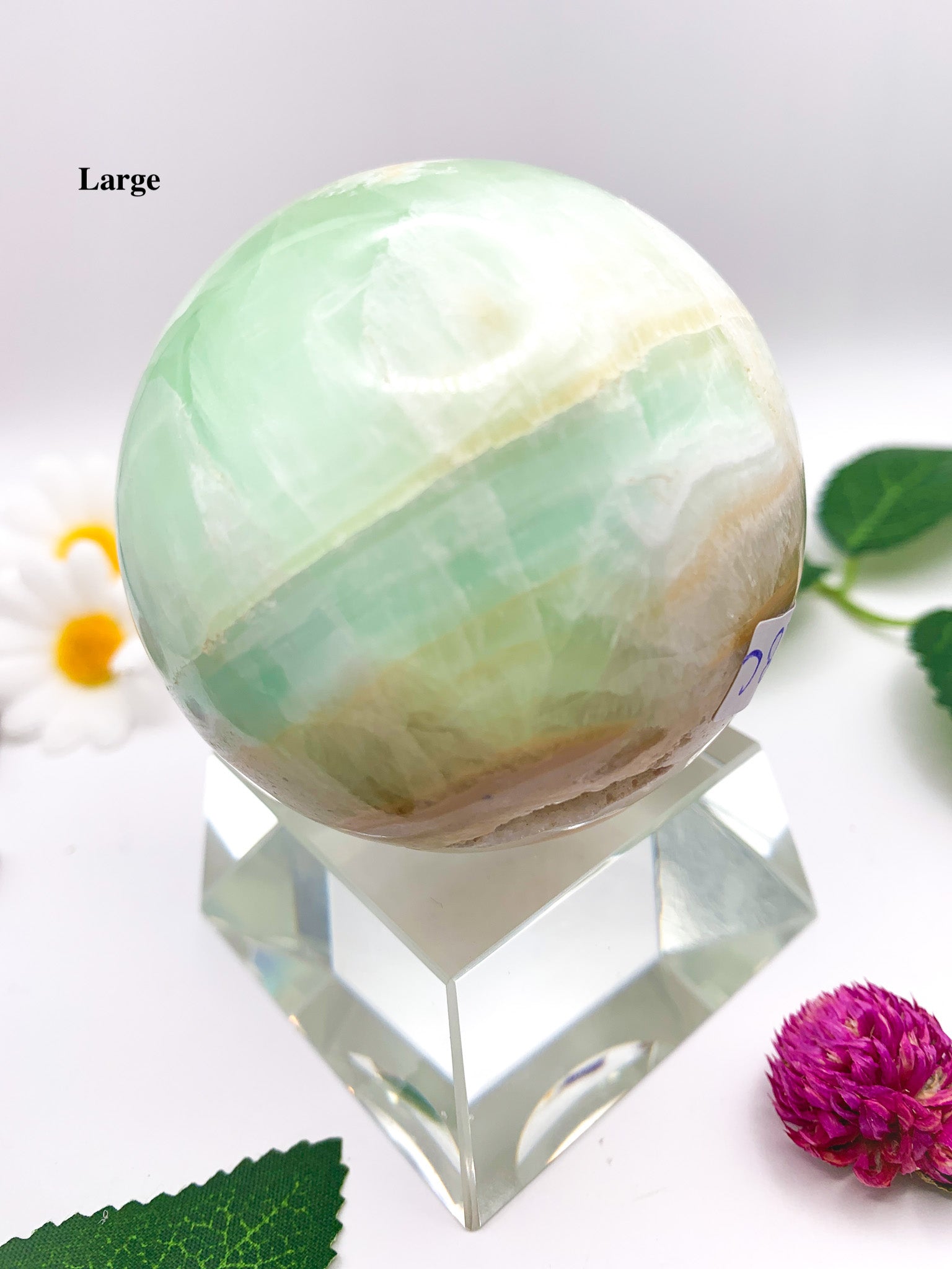 pistachio green calcite sphere