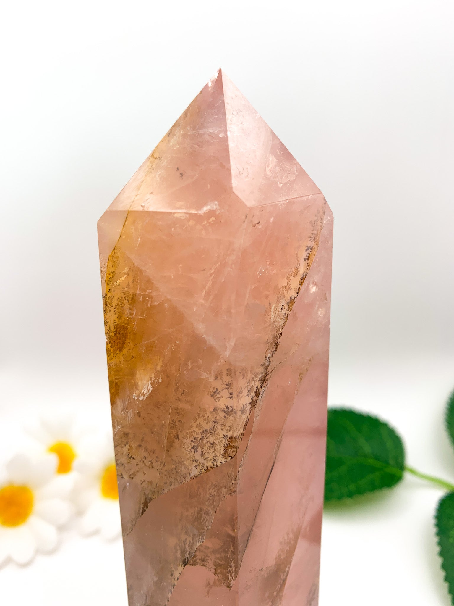 Dendritic Rose Quartz Tower (Collector's Piece) - Crystal Love Treasures