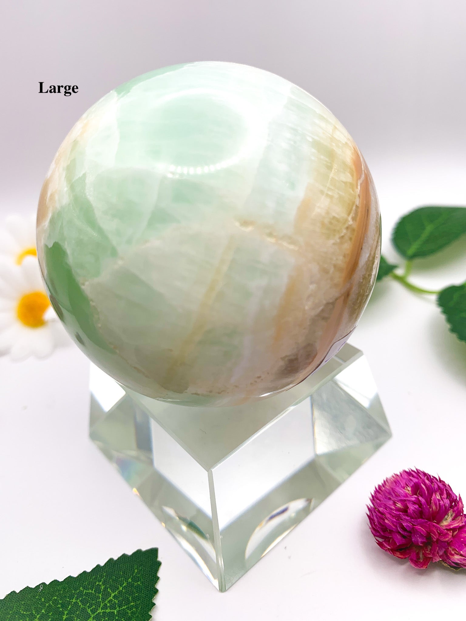 pistachio green calcite sphere