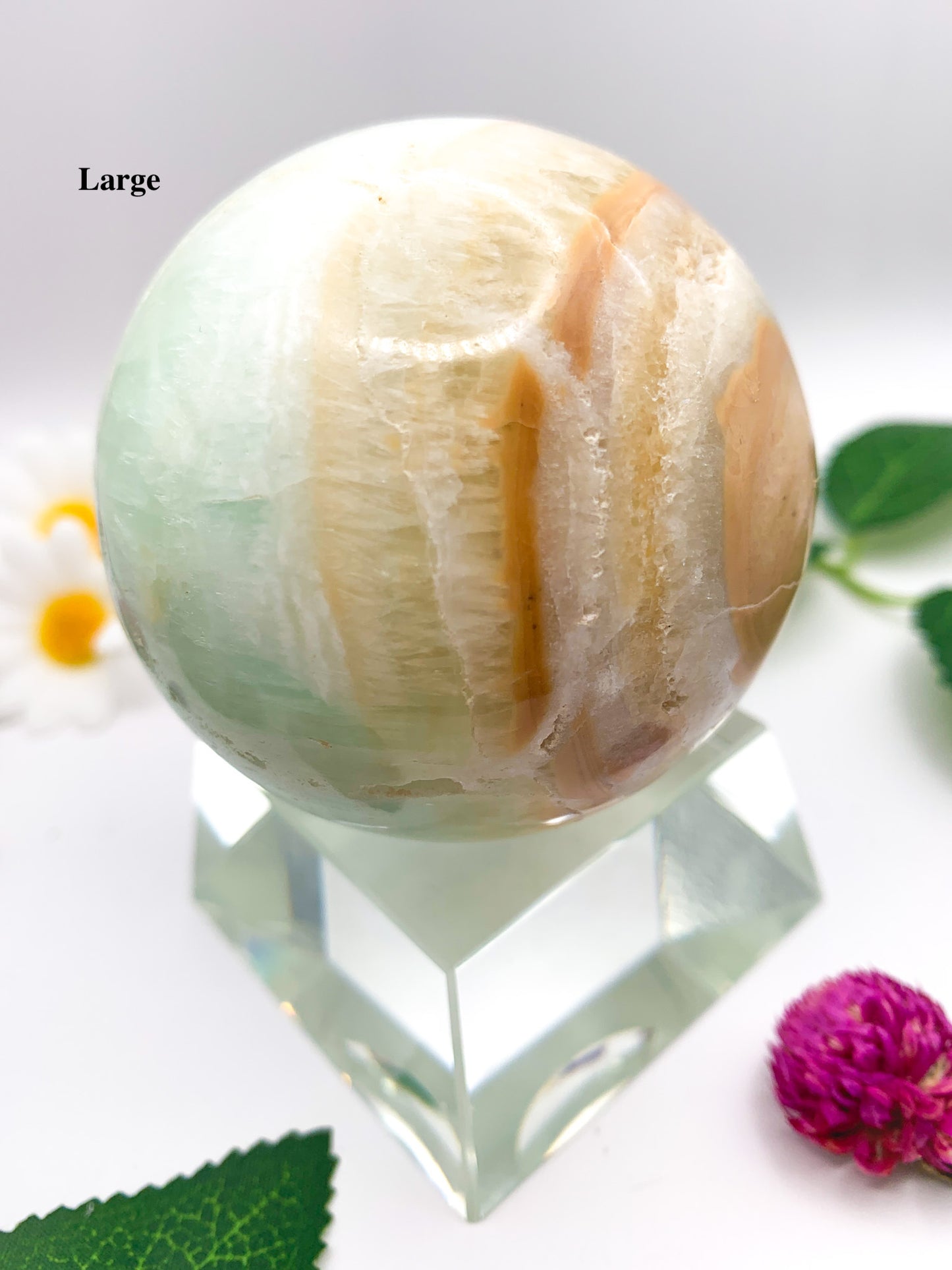 pistachio green calcite sphere