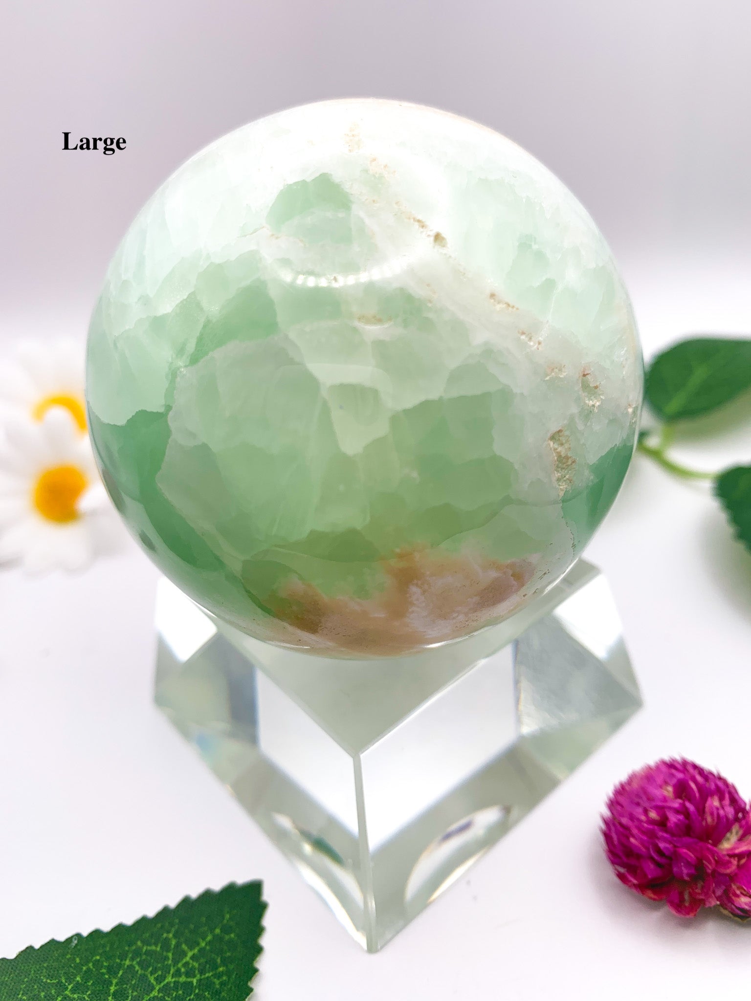 pistachio green calcite sphere