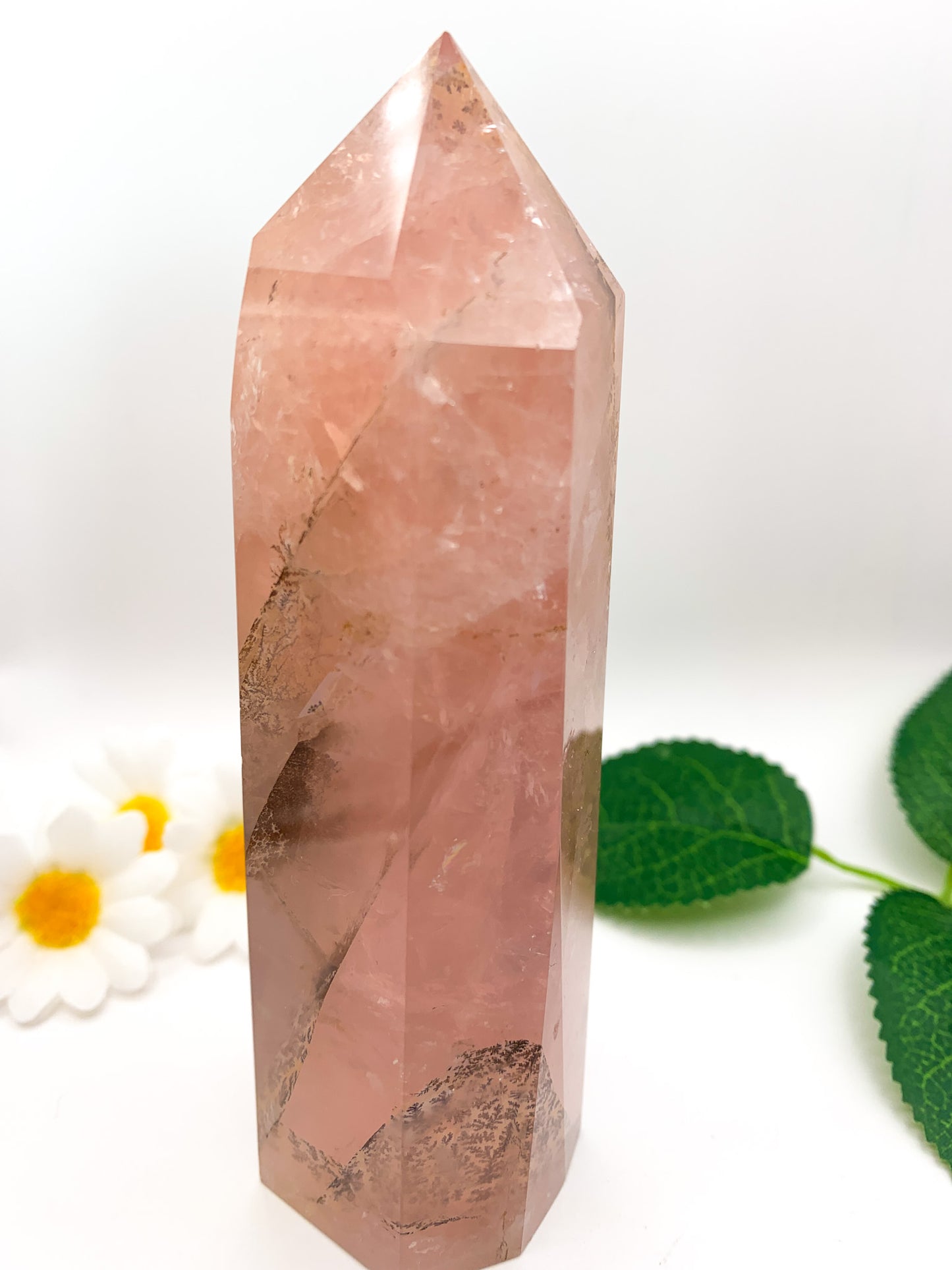 Dendritic Rose Quartz Tower (Collector's Piece) - Crystal Love Treasures