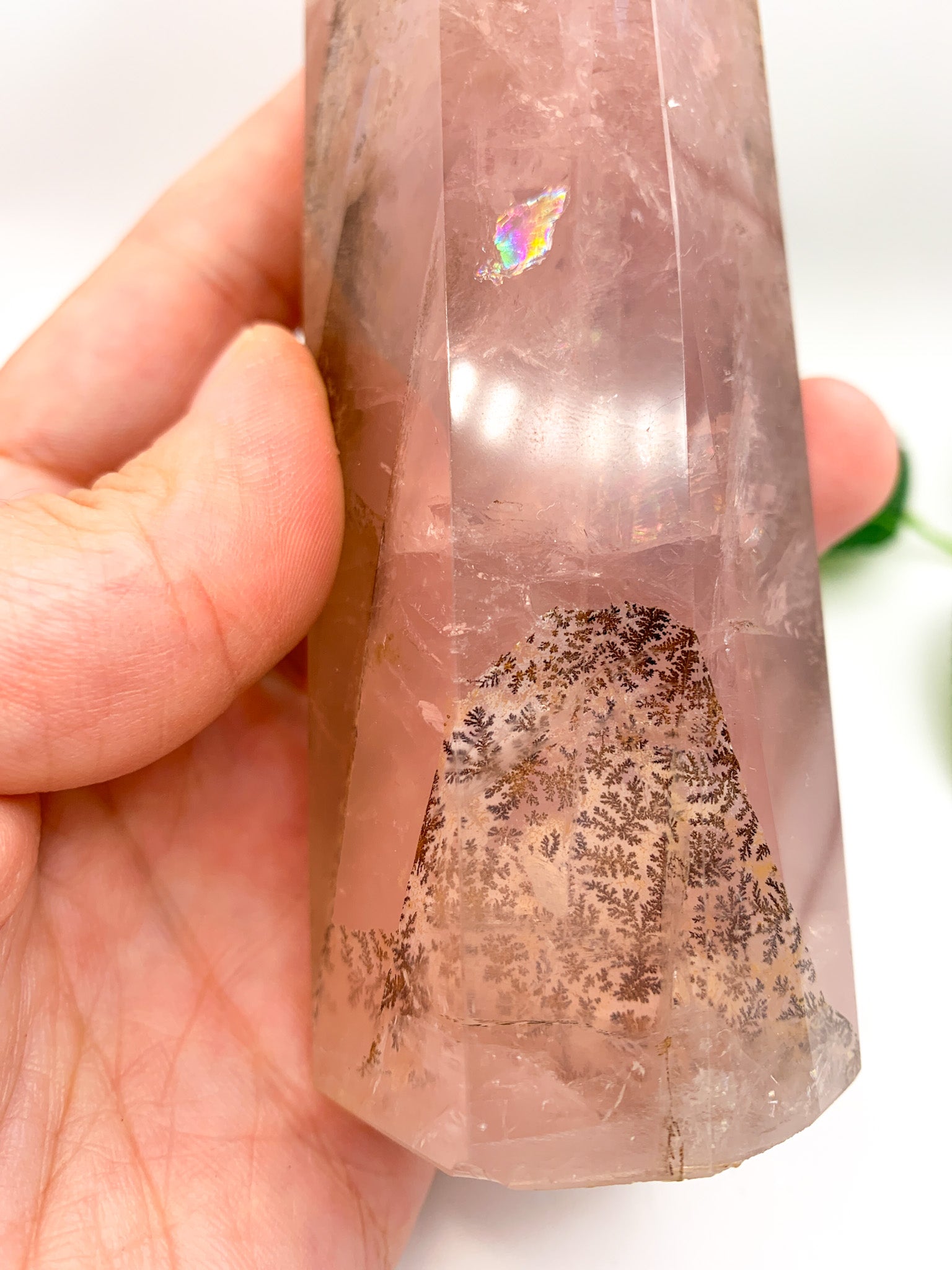 Dendritic Rose Quartz Tower (Collector's Piece) - Crystal Love Treasures