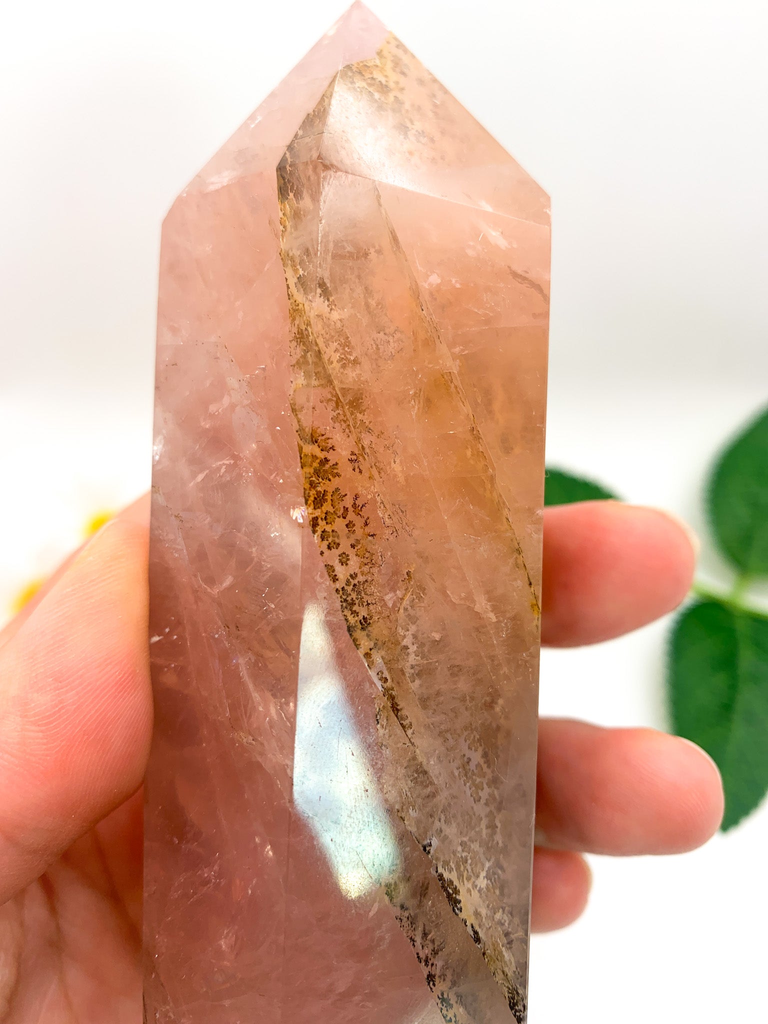 Dendritic Rose Quartz Tower (Collector's Piece) - Crystal Love Treasures