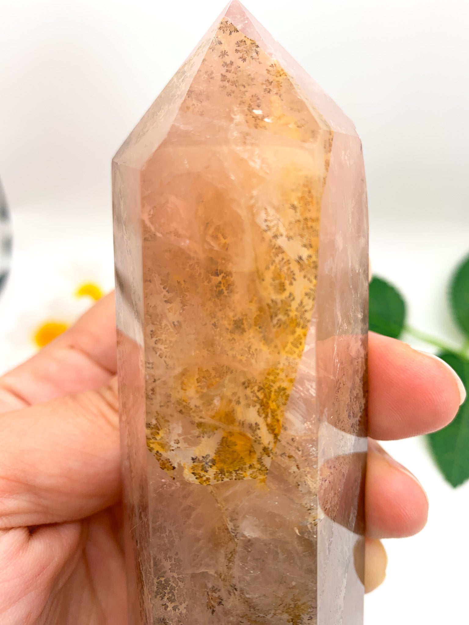 Dendritic Rose Quartz Tower (Collector's Piece) - Crystal Love Treasures