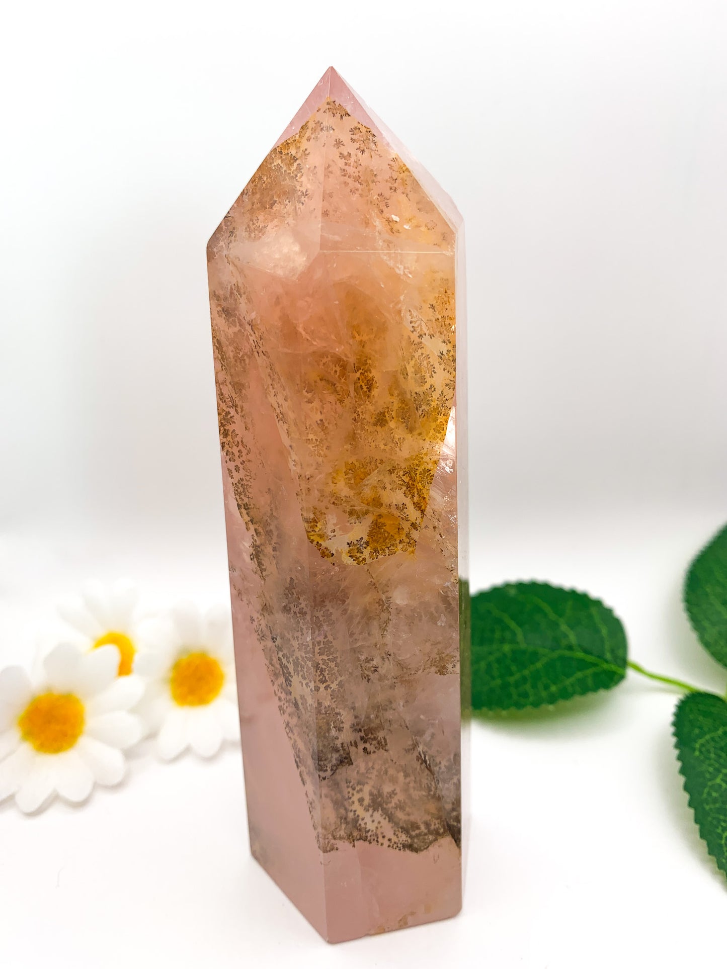 Dendritic Rose Quartz Tower (Collector's Piece) - Crystal Love Treasures