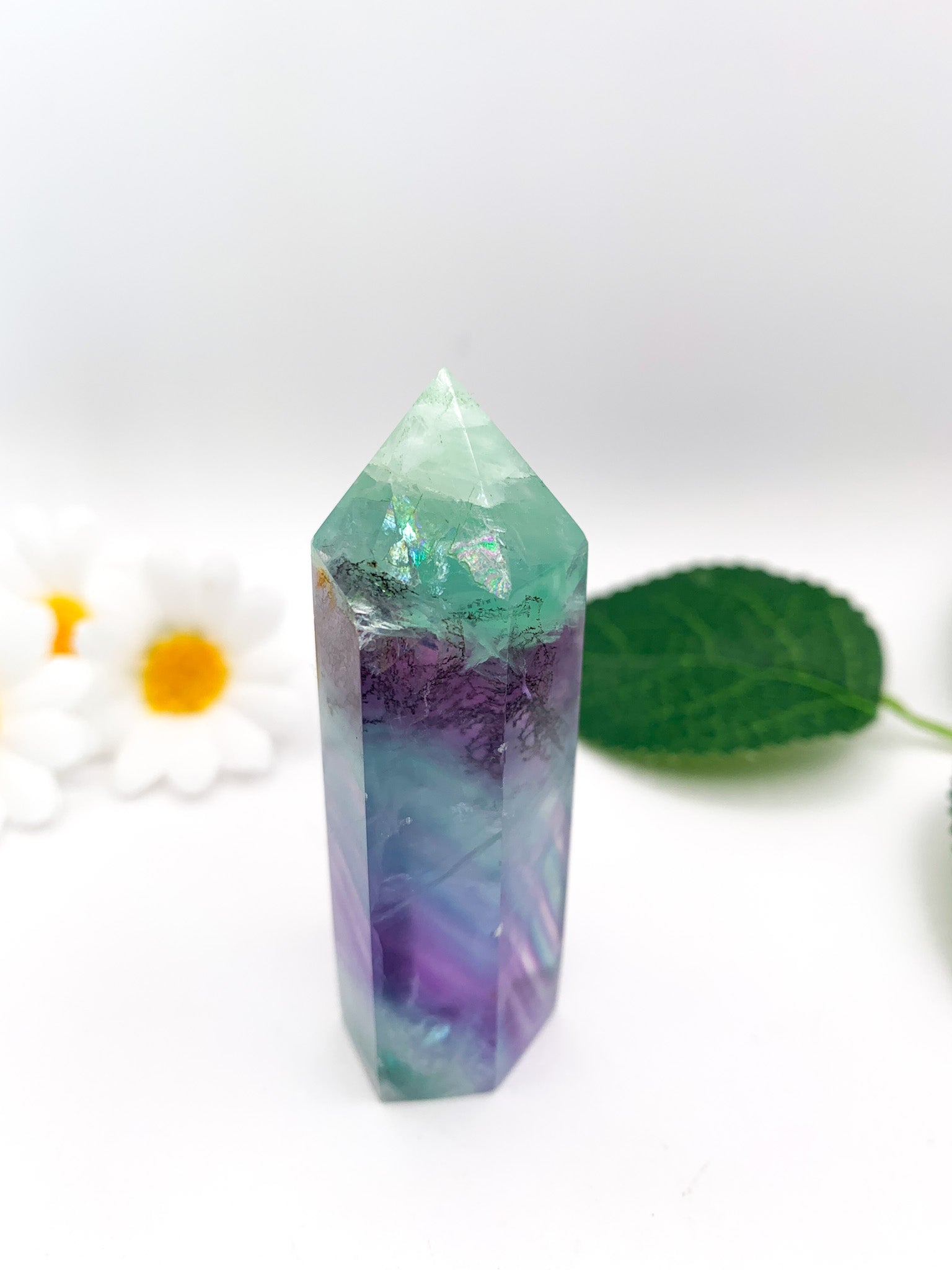 Dendritic Rainbow Fluorite Tower (Collector's Piece) - Crystal Love Treasures