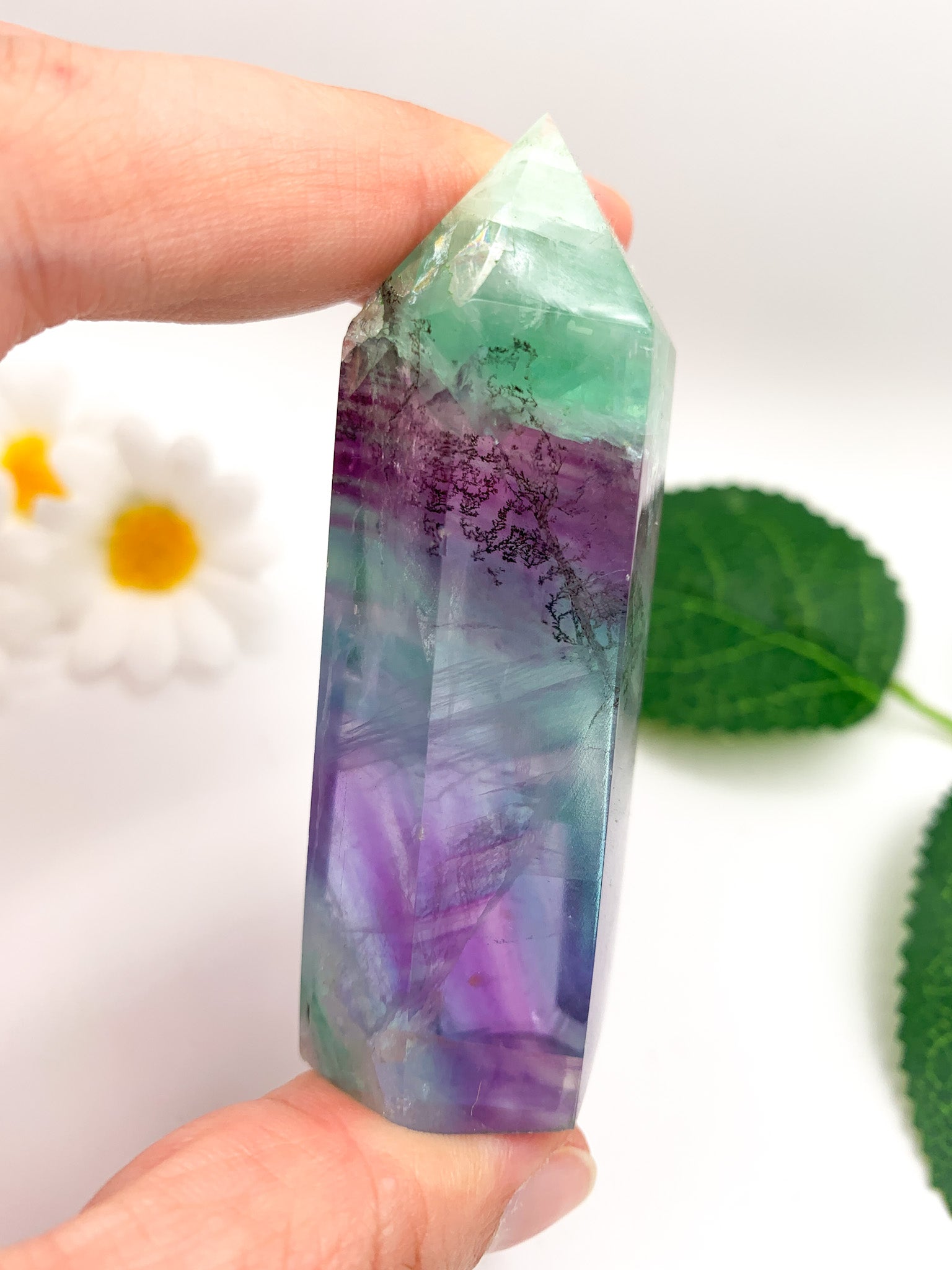 Dendritic Rainbow Fluorite Tower (Collector's Piece) - Crystal Love Treasures