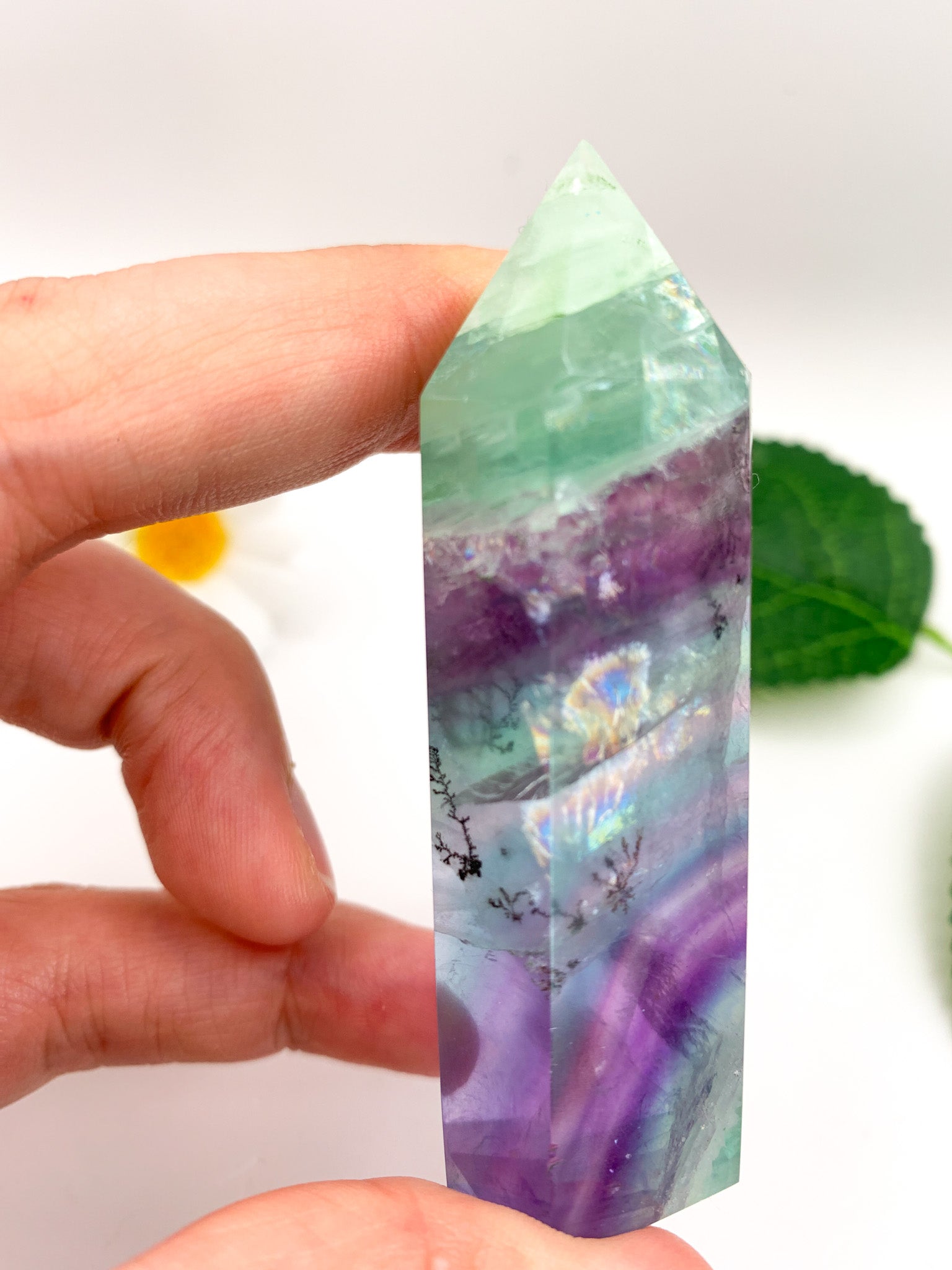 Dendritic Rainbow Fluorite Tower (Collector's Piece) - Crystal Love Treasures