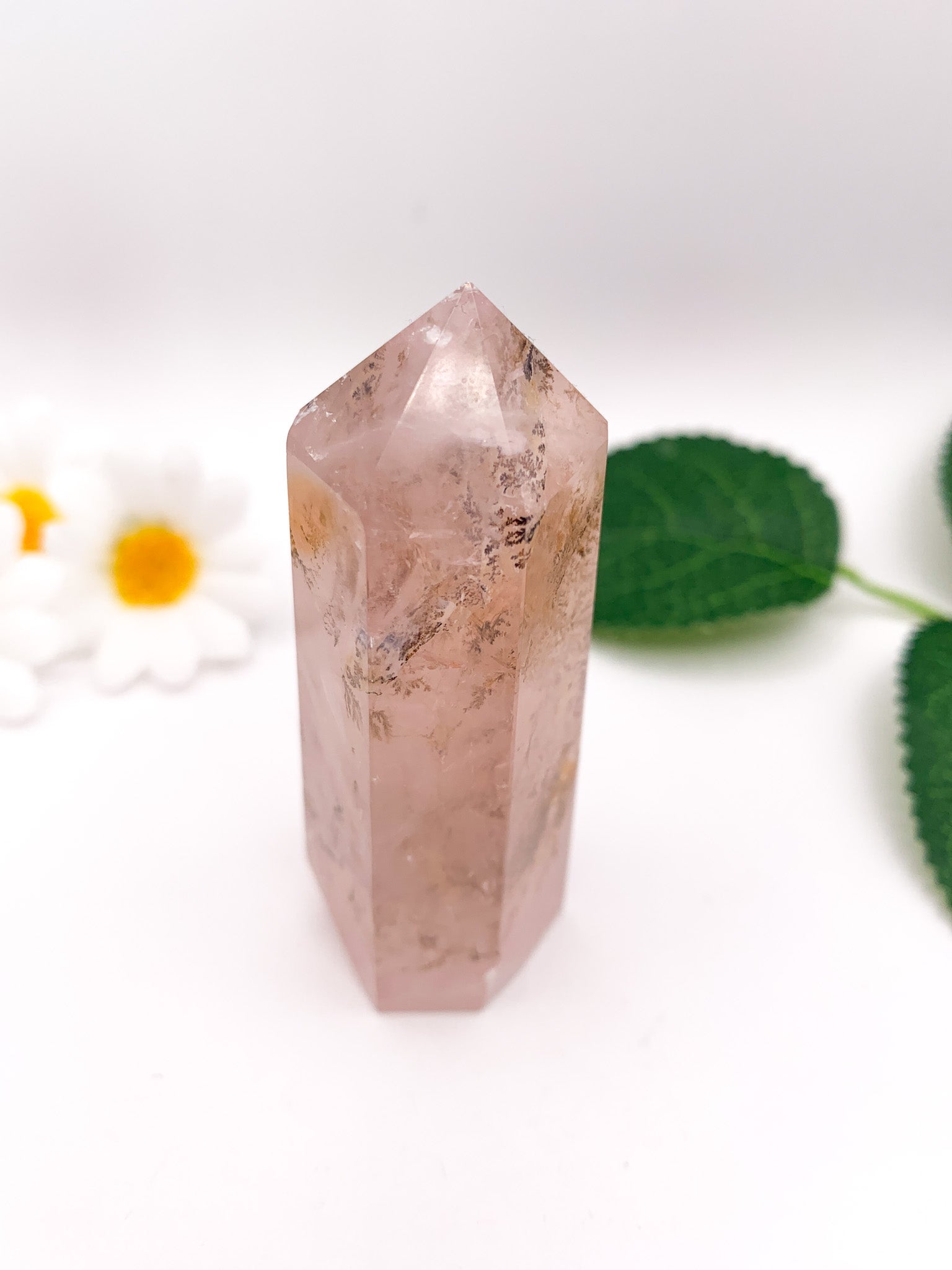 Dendritic Rose Quartz Tower (Collector's Piece) - Crystal Love Treasures