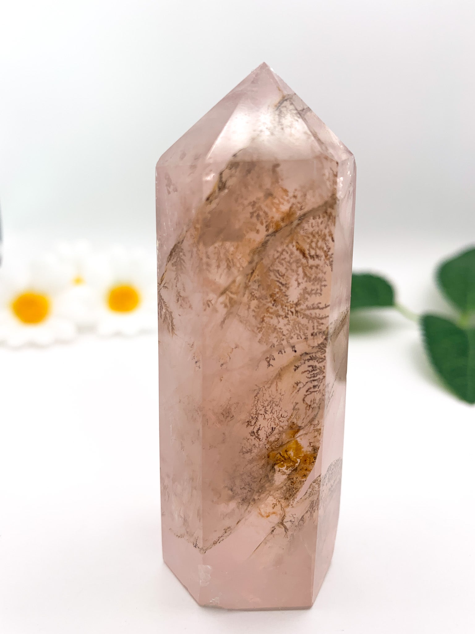 Dendritic Rose Quartz Tower (Collector's Piece) - Crystal Love Treasures