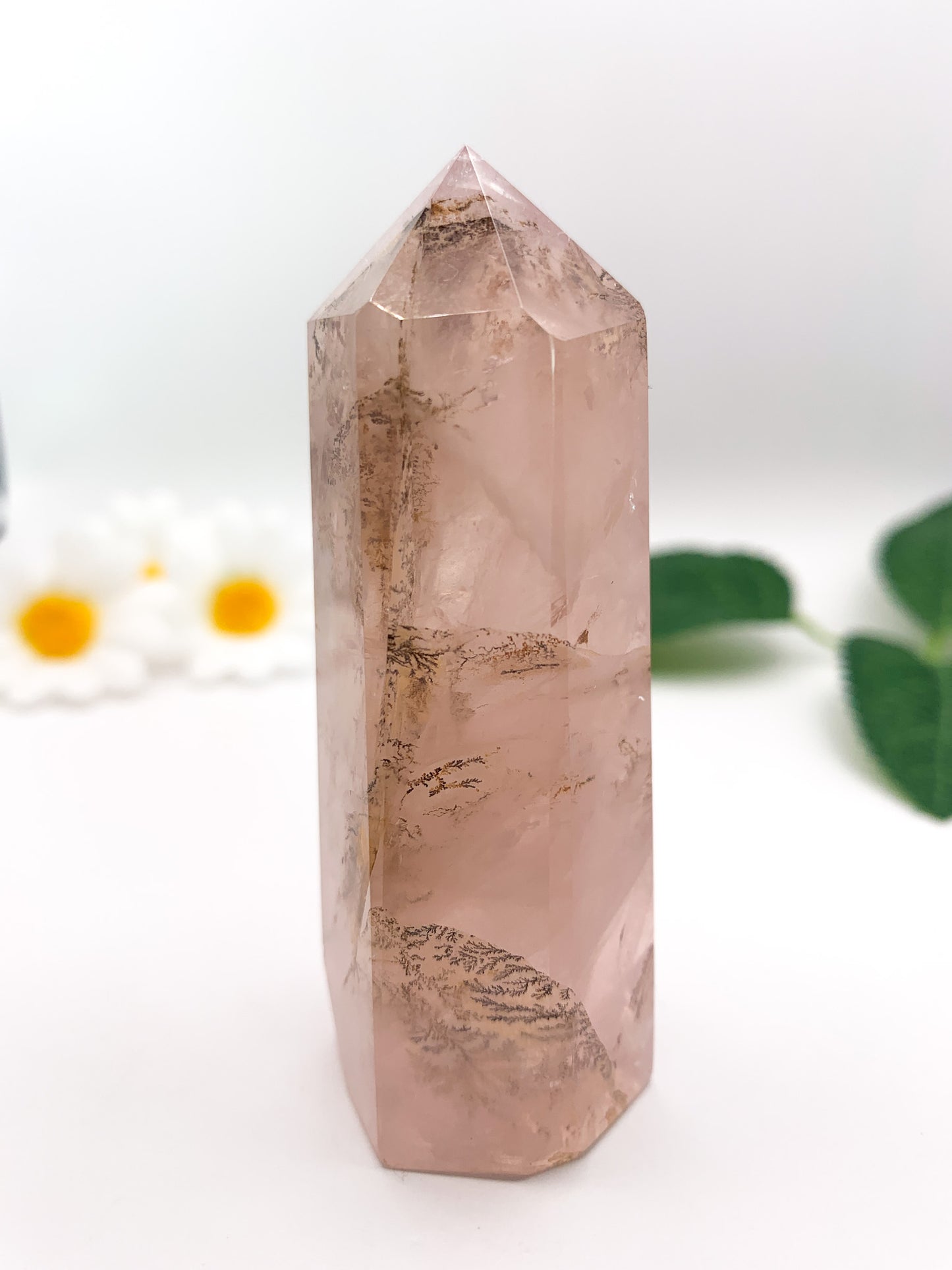 Dendritic Rose Quartz Tower (Collector's Piece) - Crystal Love Treasures