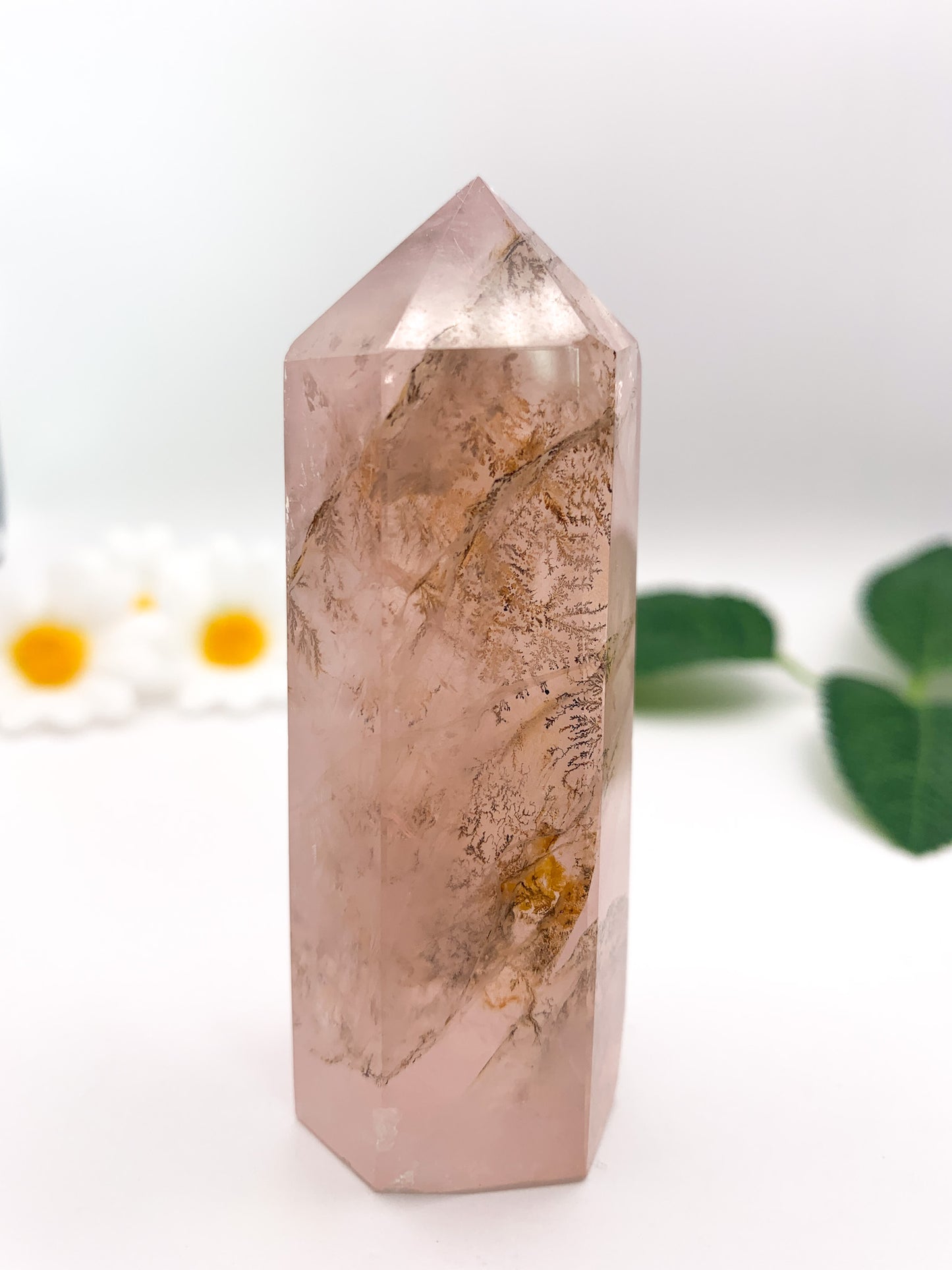 Dendritic Rose Quartz Tower (Collector's Piece) - Crystal Love Treasures