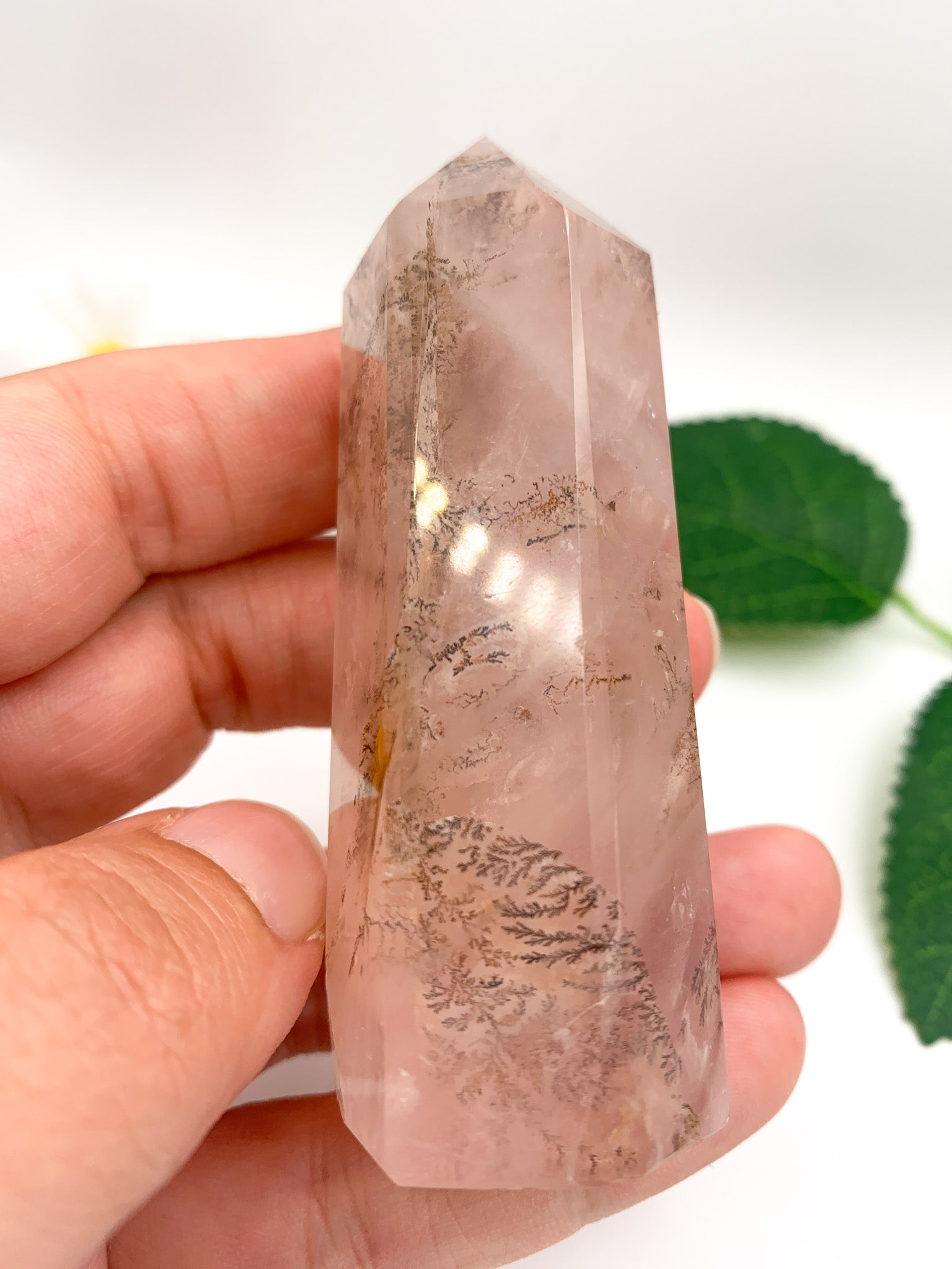 Dendritic Rose Quartz Tower (Collector's Piece) - Crystal Love Treasures